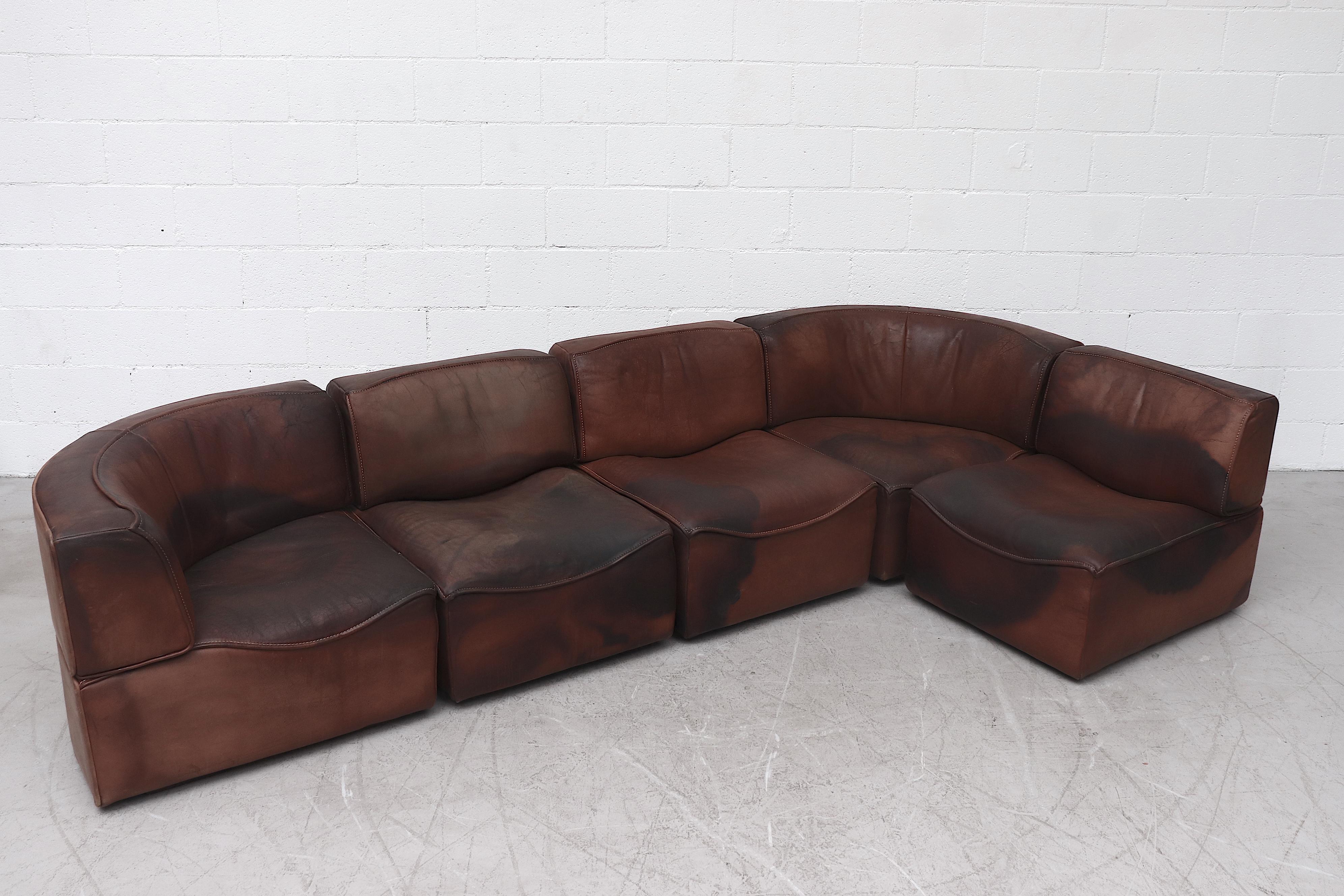 Late 20th Century De Sede DS15 Sectional Leather Sofa