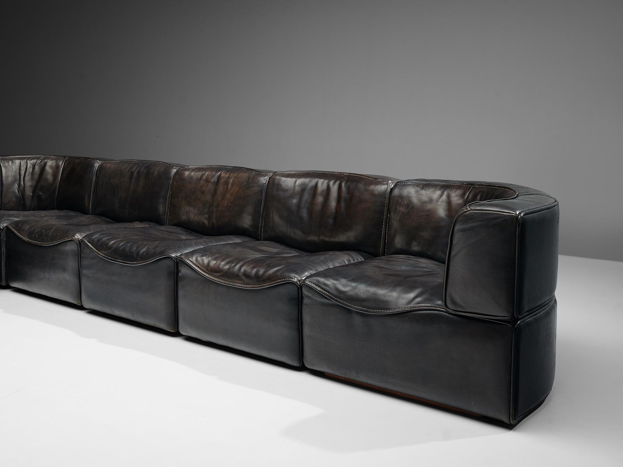 De Sede DS15 Sectional Sofa in Brown Leather In Good Condition In Waalwijk, NL