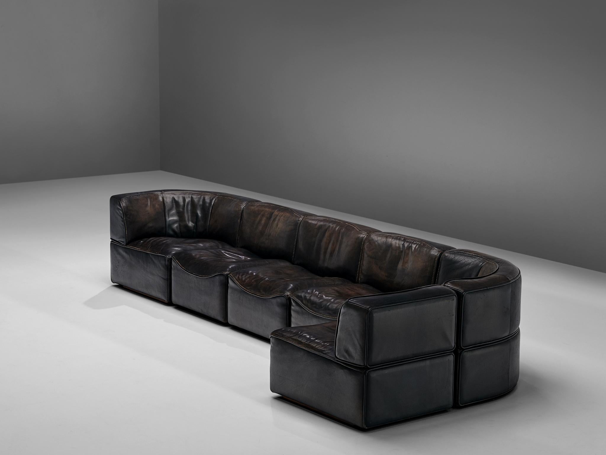 Late 20th Century De Sede DS15 Sectional Sofa in Brown Leather