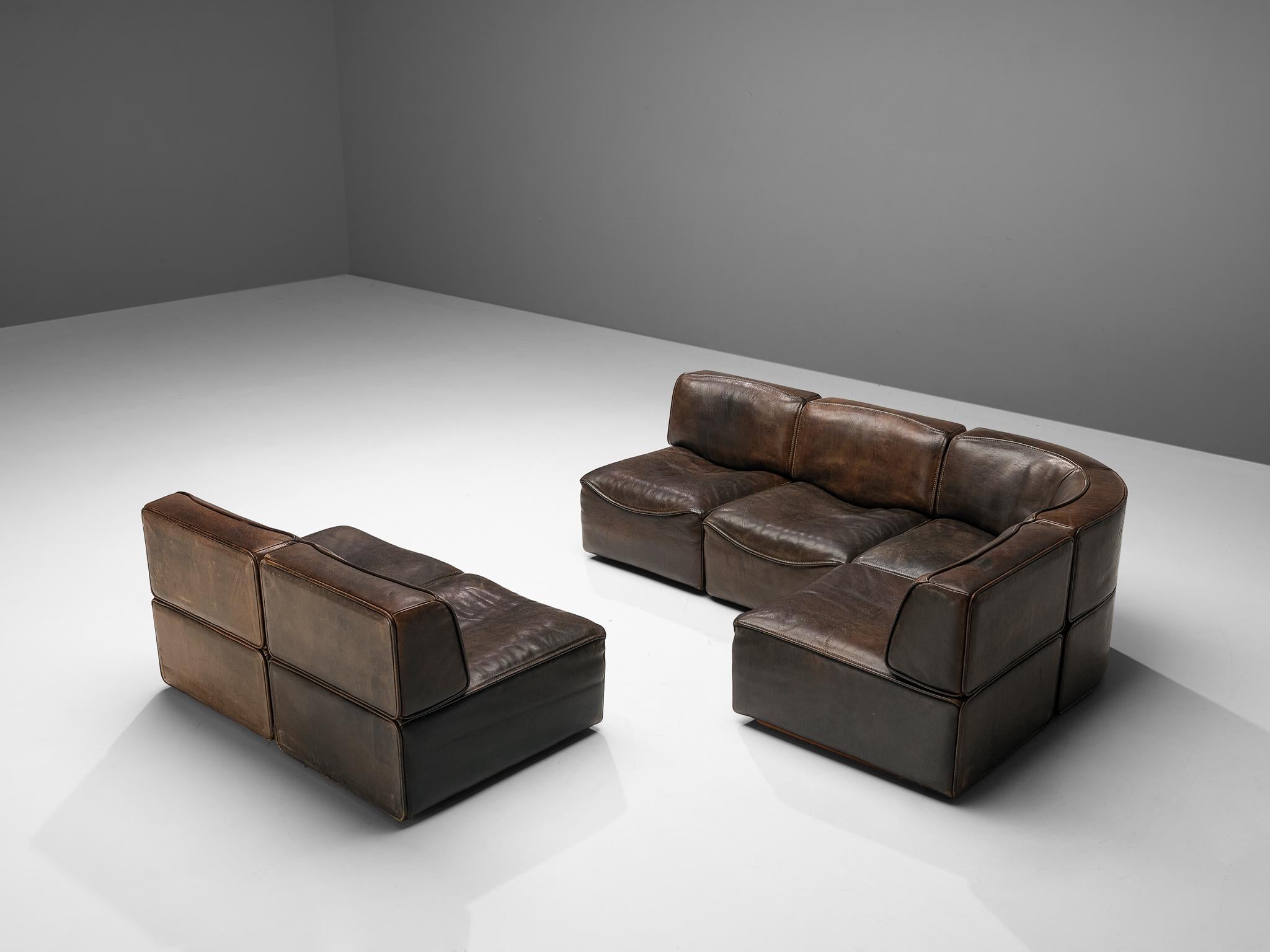 De Sede 'DS15' Sectional Sofa in Patinated Brown Leather 1