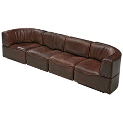 De Sede DS15 Sektionssofa aus braunem Leder