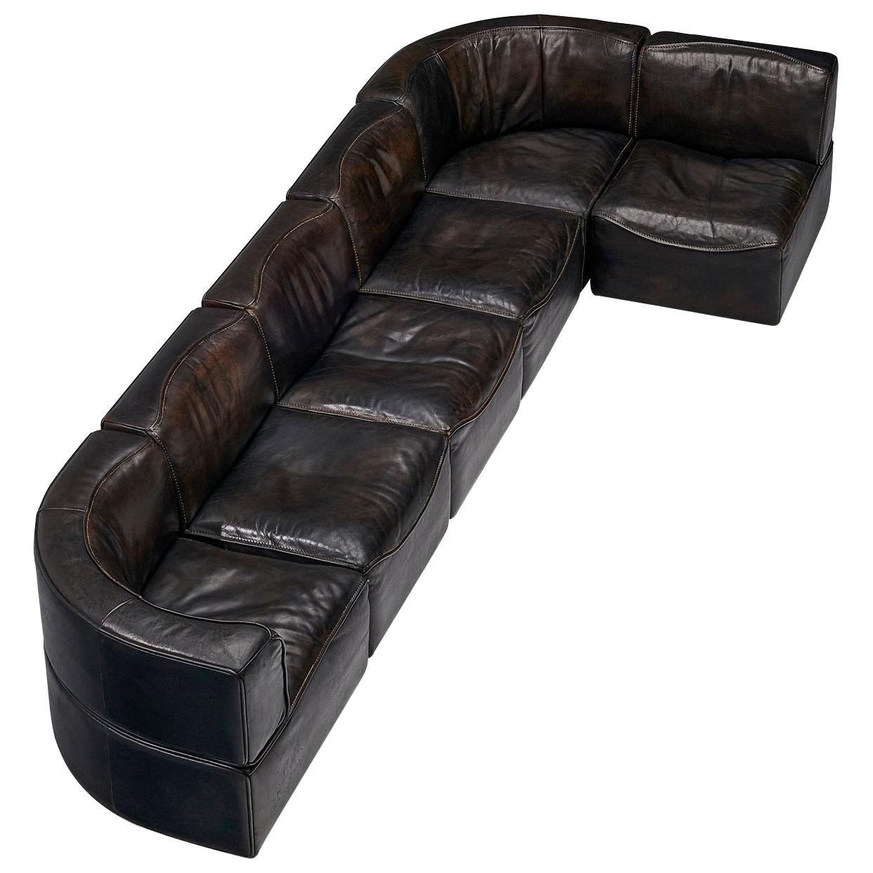 De Sede DS15 Sectional Sofa in Brown Leather