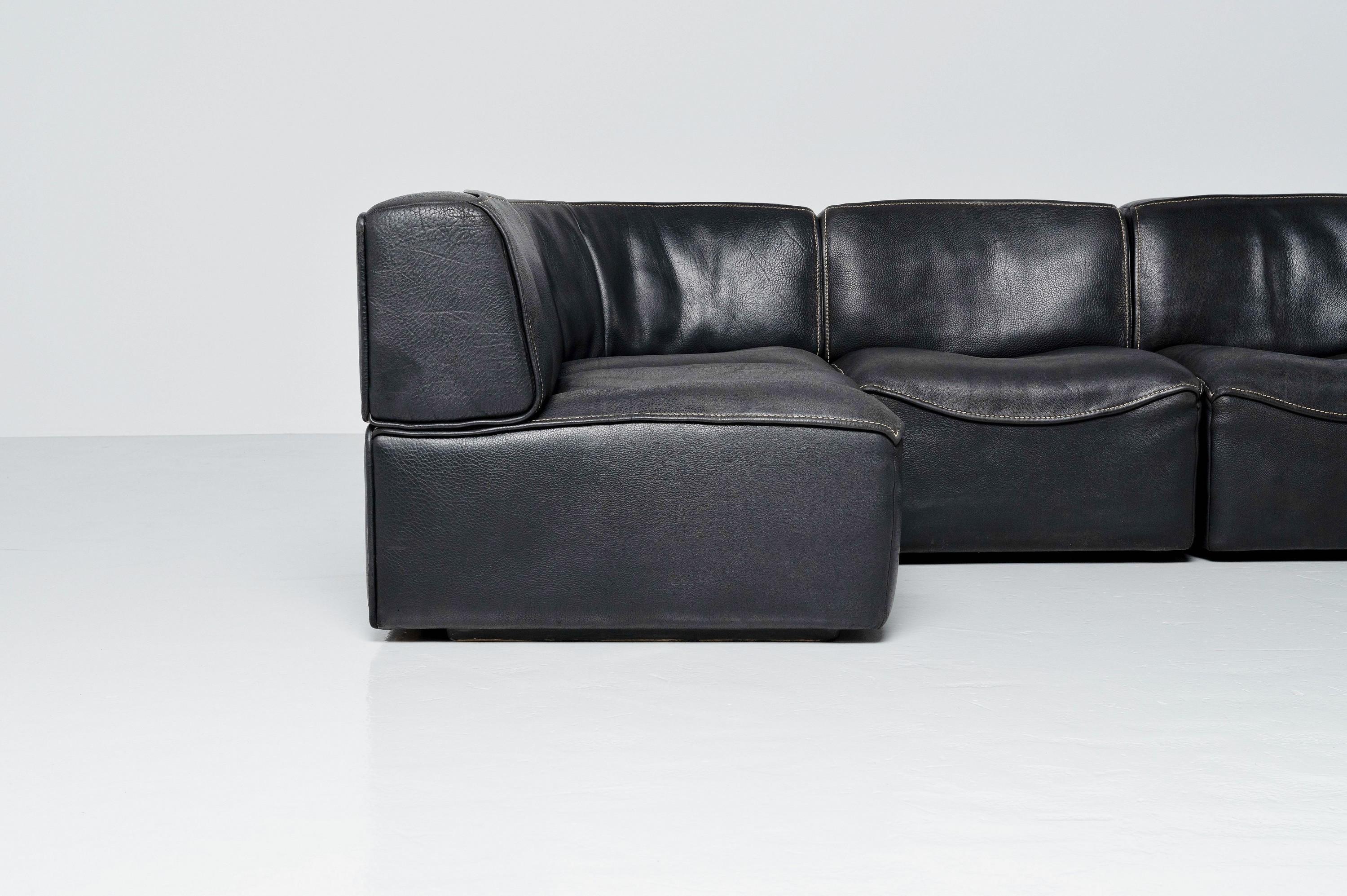 Mid-Century Modern De Sede DS15 Sofa in Black Leather Switzerland 1970