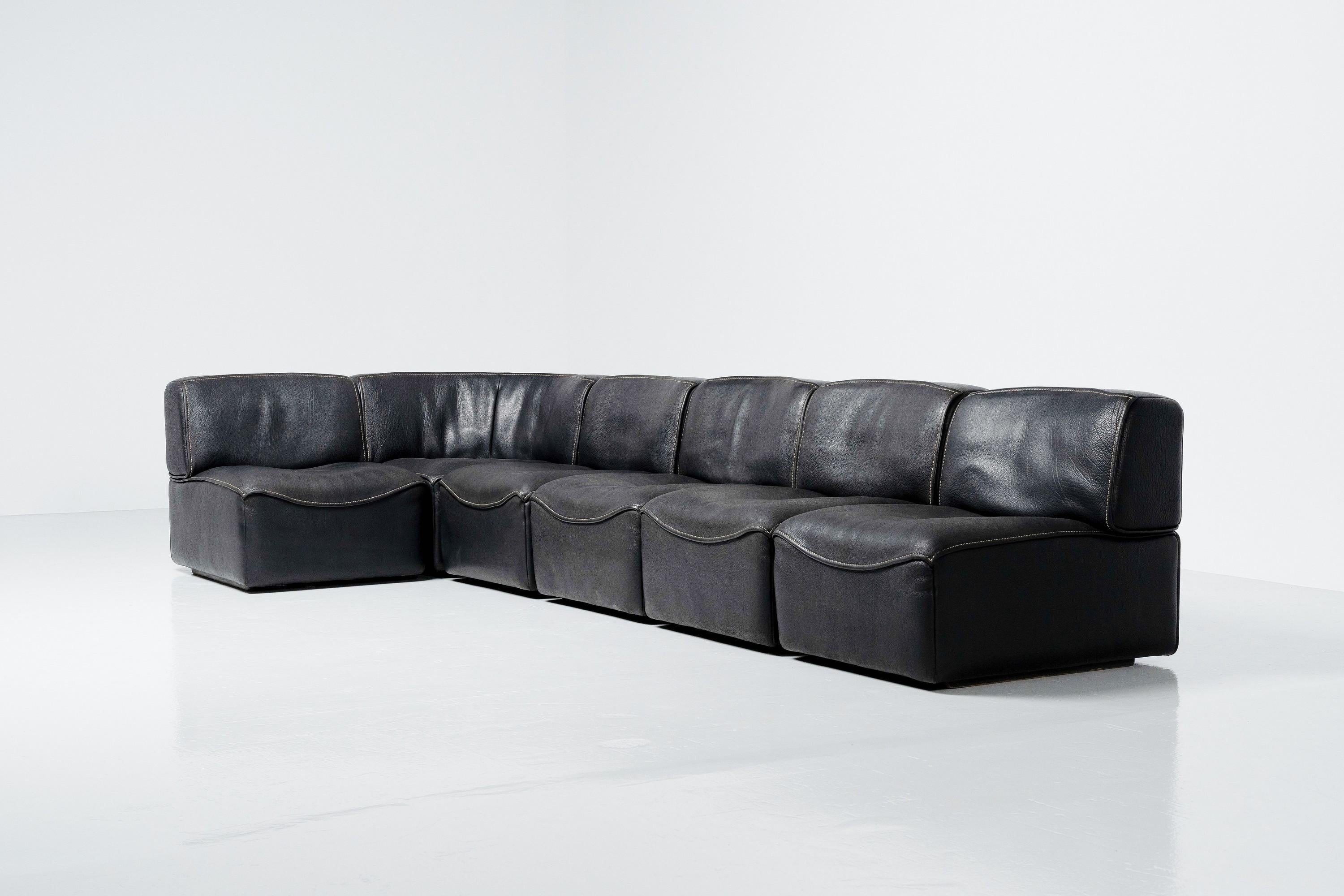 Swiss De Sede DS15 Sofa in Black Leather Switzerland 1970