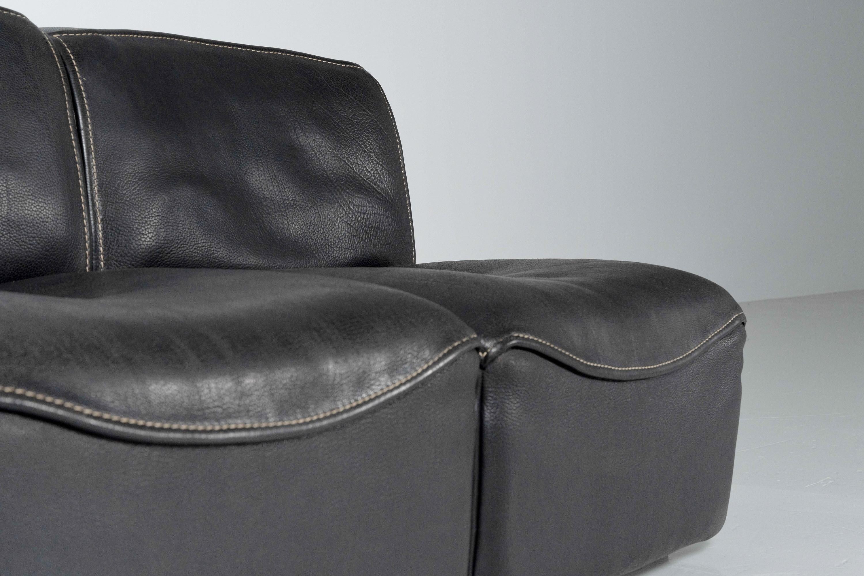 Late 20th Century De Sede DS15 Sofa in Black Leather Switzerland 1970