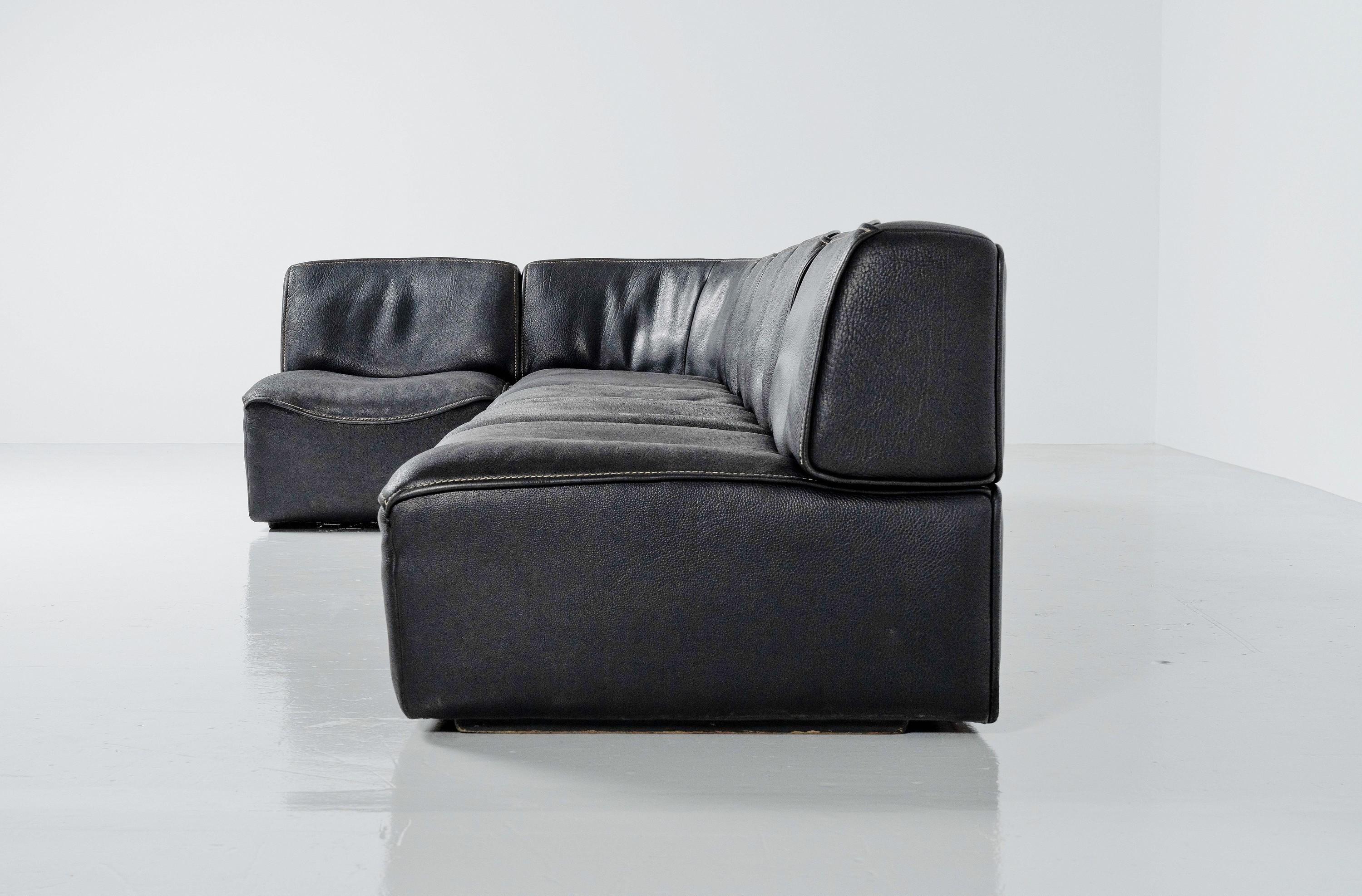 De Sede DS15 Sofa in Black Leather Switzerland 1970 2