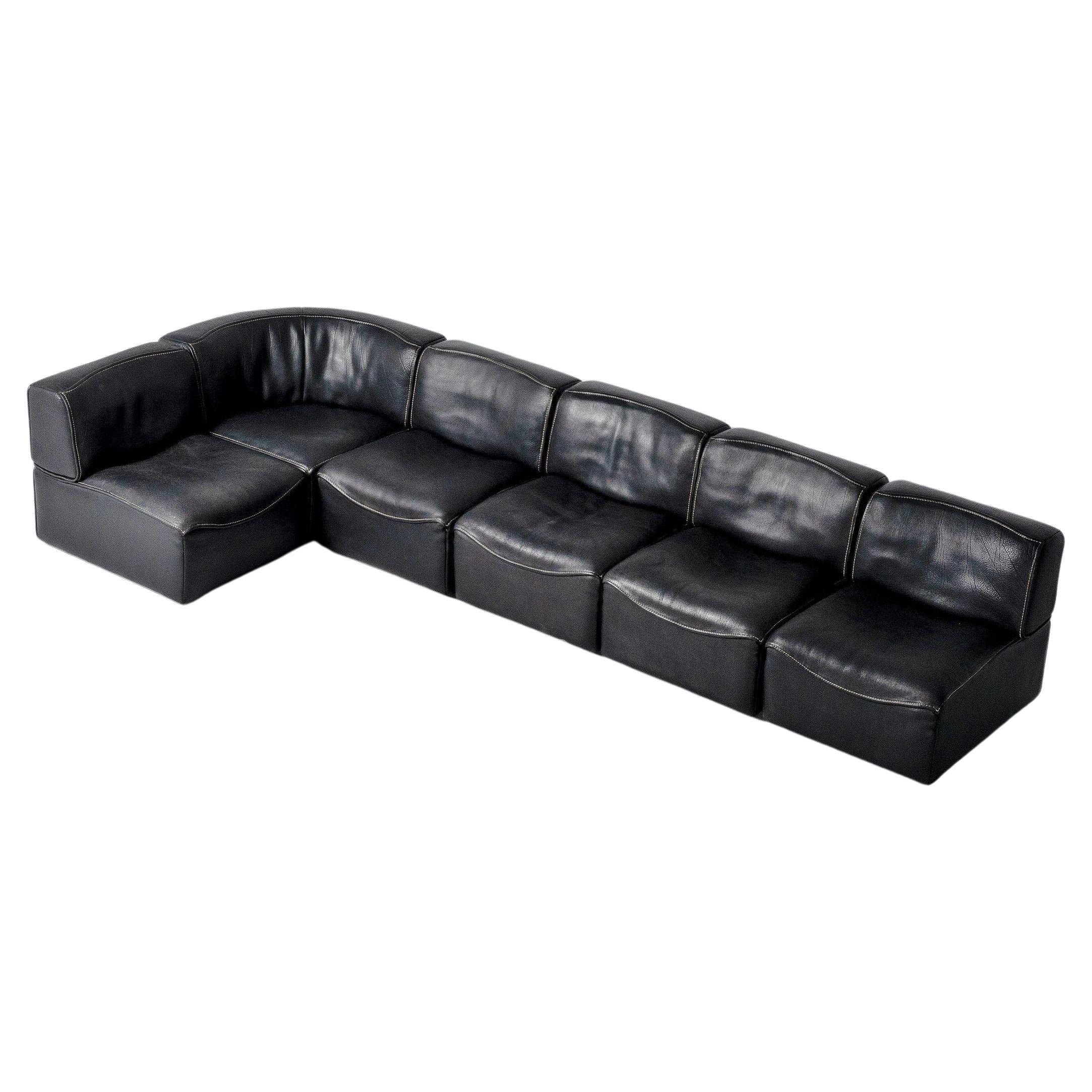 De Sede DS15 Sofa aus schwarzem Leder Schweiz 1970