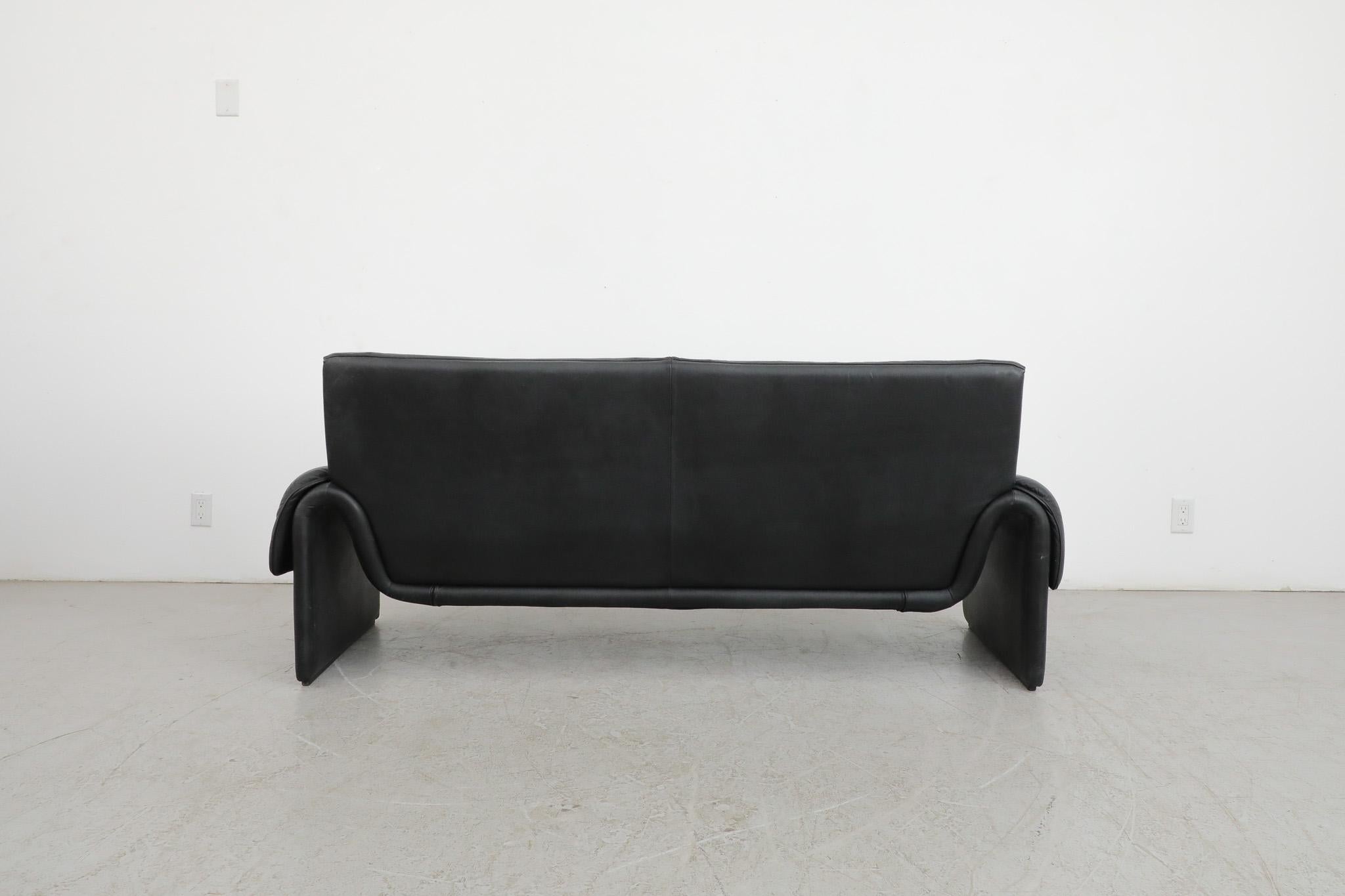 Late 20th Century De Sede DS2011 Black Leather Sofa