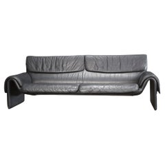 Vintage De Sede DS2011 Black Leather Sofa