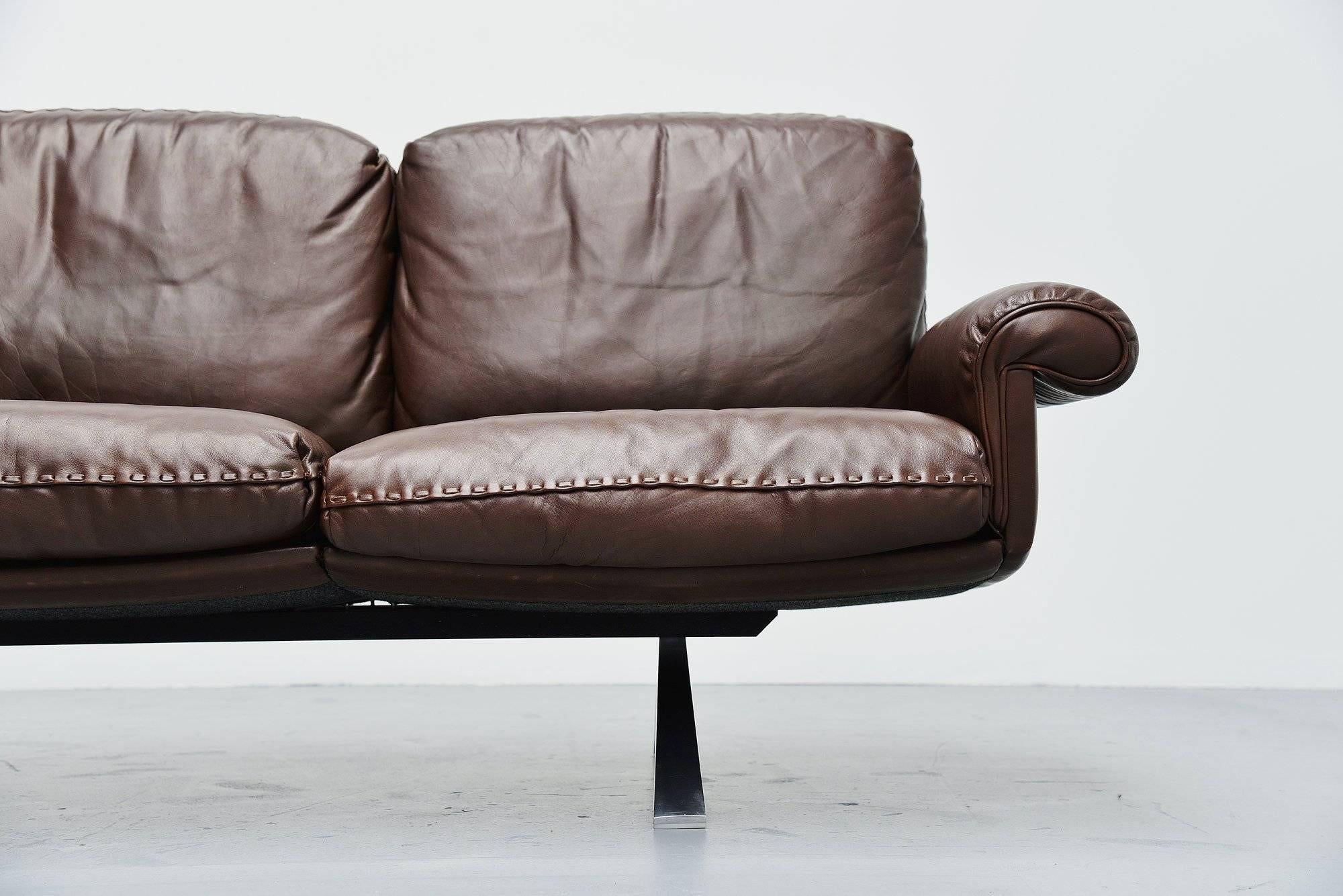 Mid-Century Modern De Sede Ds31/3 Lounge Sofa in Brown Leather Switzerland, 1970