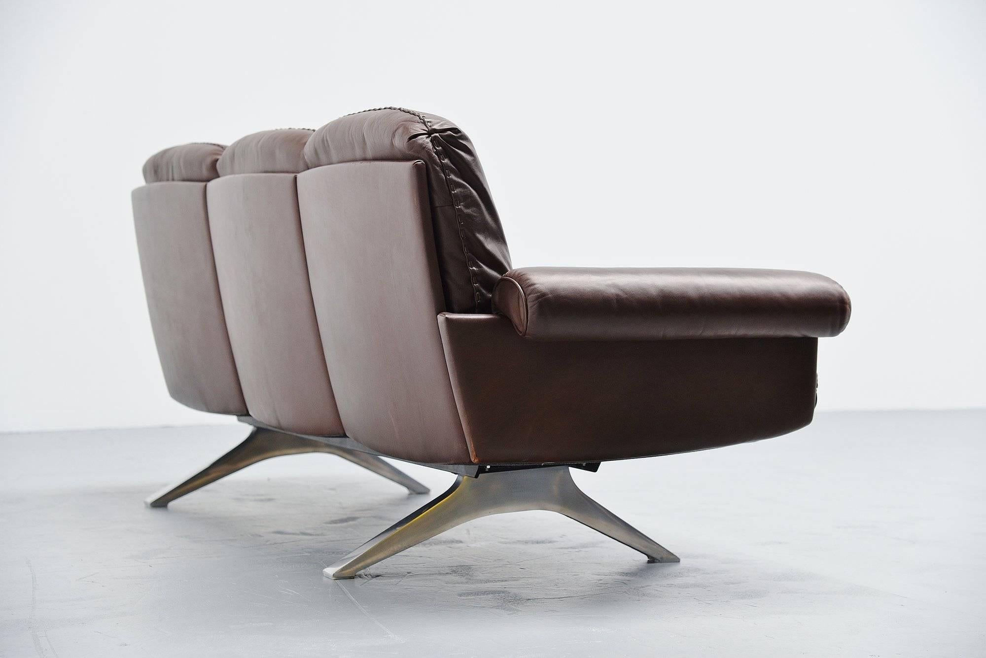 De Sede Ds31/3 Lounge Sofa in Brown Leather Switzerland, 1970 In Excellent Condition In Roosendaal, Noord Brabant