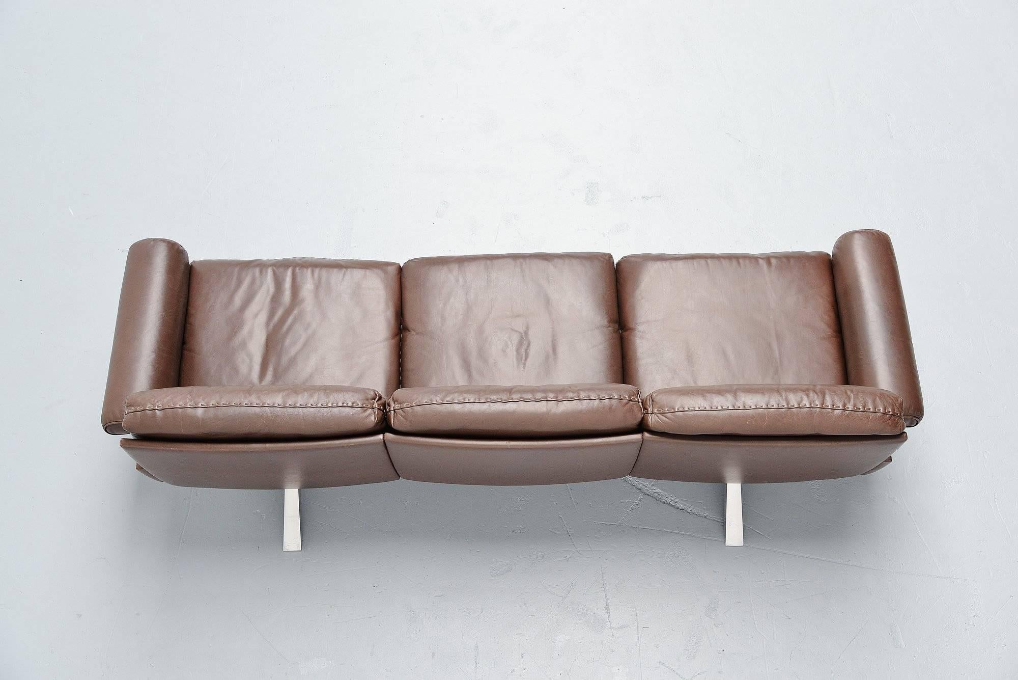 Late 20th Century De Sede Ds31/3 Lounge Sofa in Brown Leather Switzerland, 1970