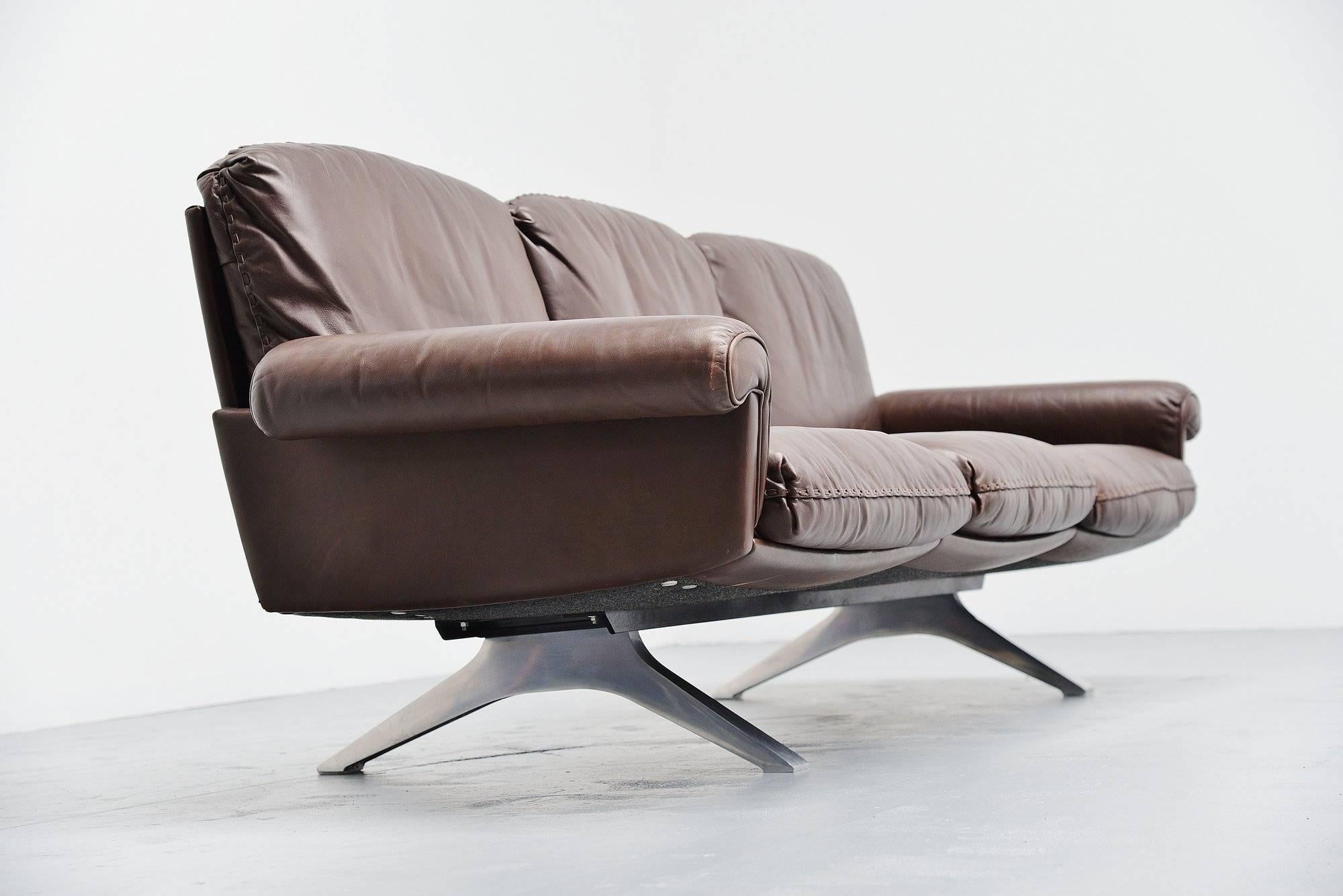 De Sede Ds31/3 Lounge Sofa in Brown Leather Switzerland, 1970 1