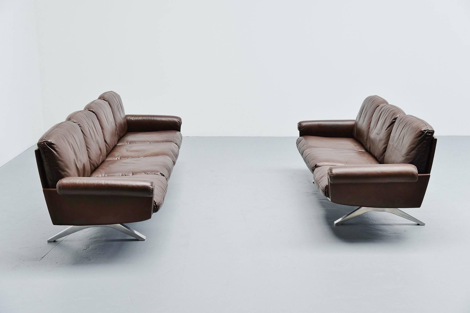 De Sede DS31/4 Lounge Sofa in Brown Leather, Switzerland, 1970 3