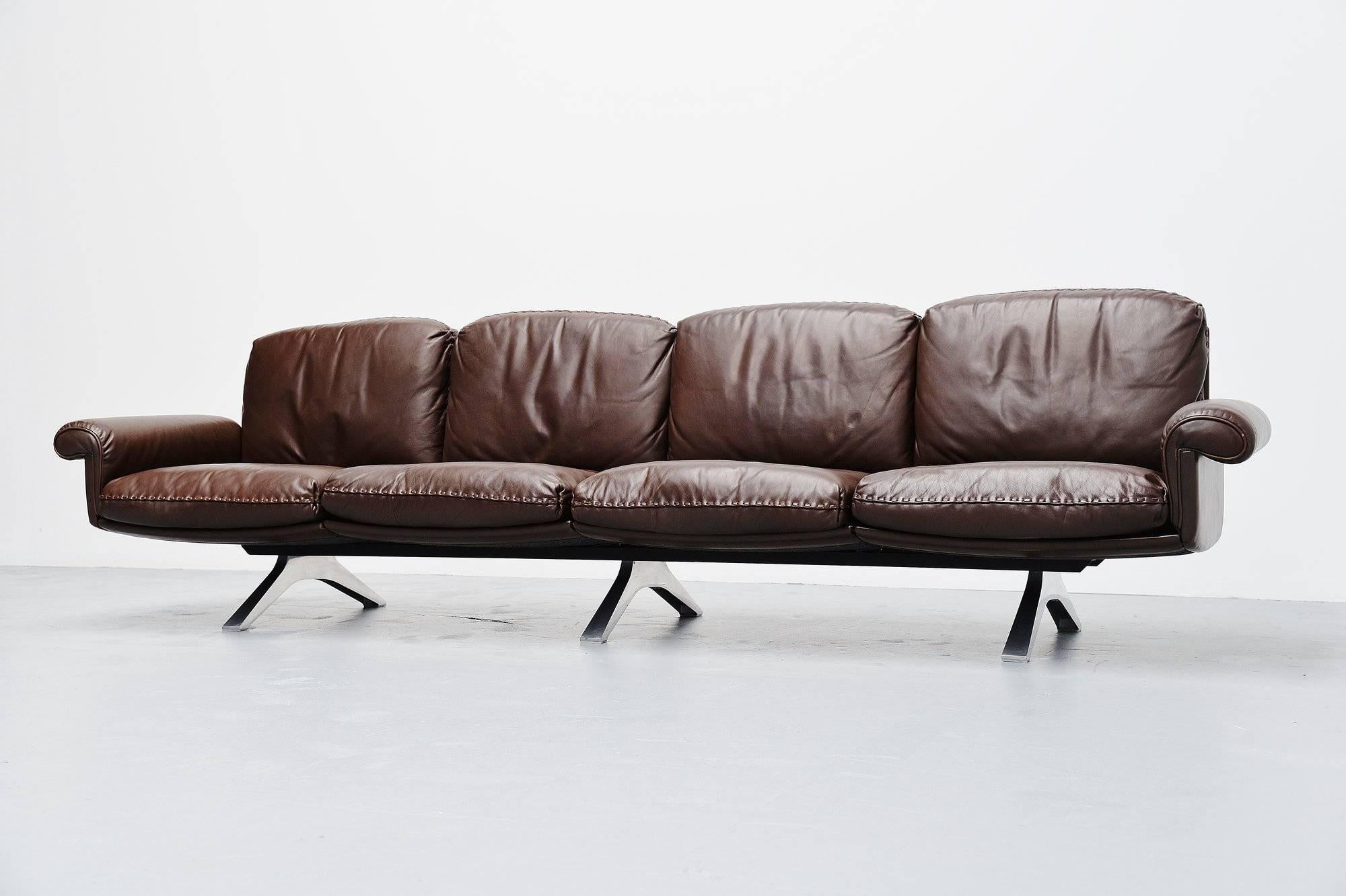 Mid-Century Modern De Sede DS31/4 Lounge Sofa in Brown Leather, Switzerland, 1970