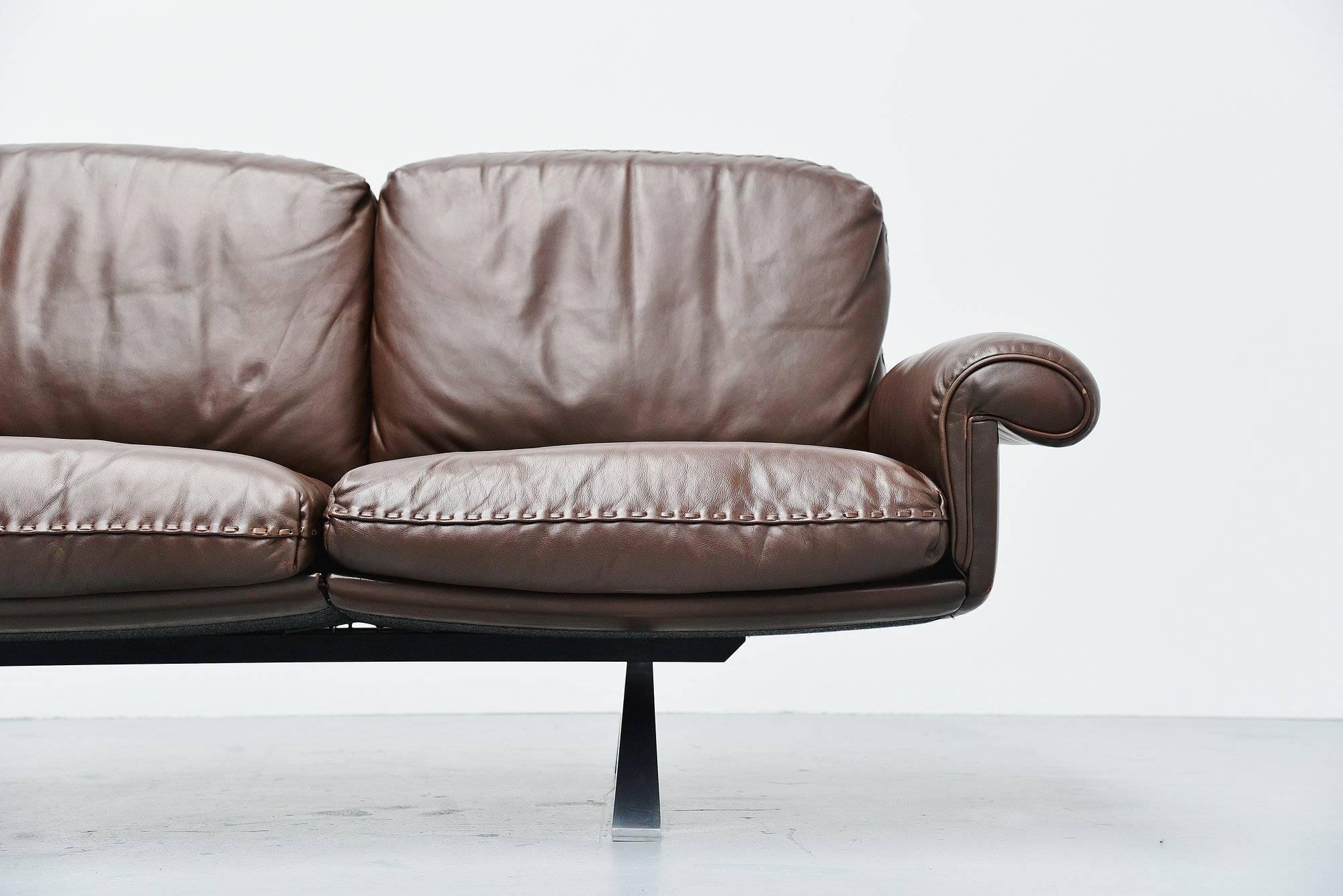 De Sede DS31/4 Lounge Sofa in Brown Leather, Switzerland, 1970 2