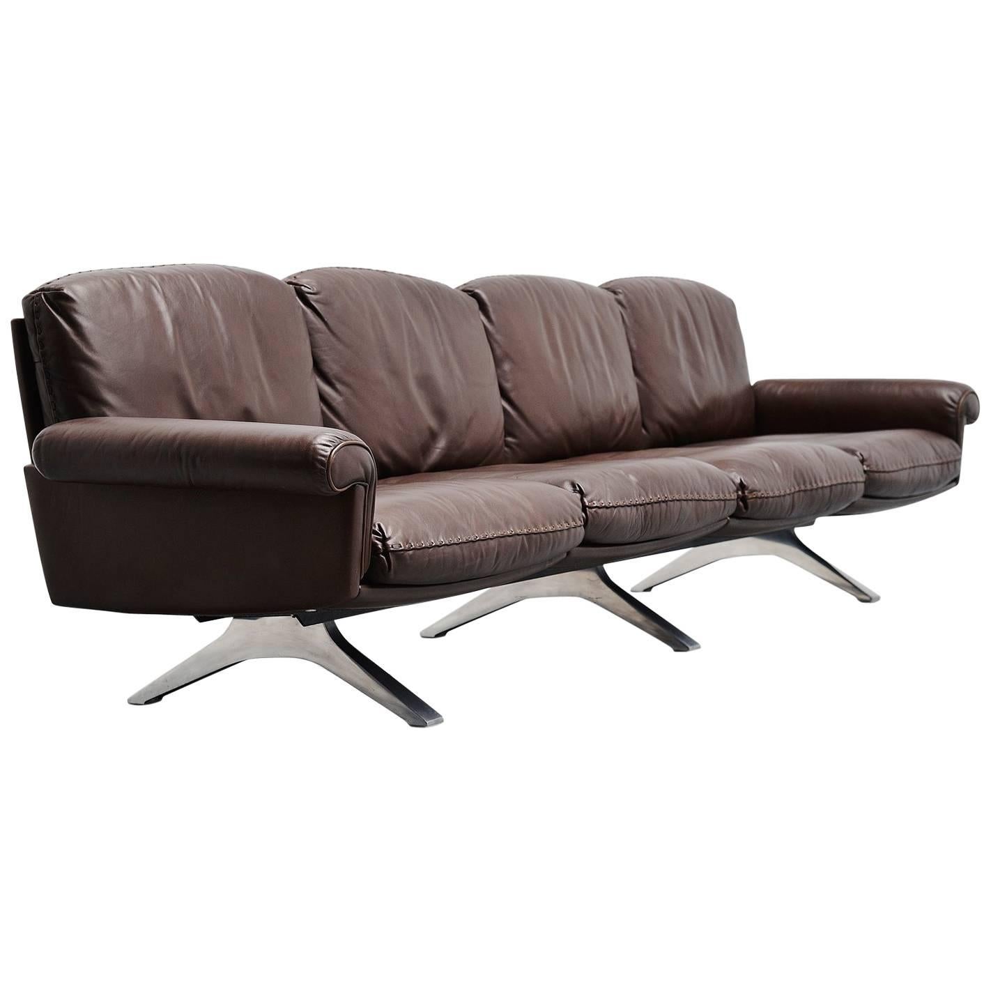 De Sede DS31/4 Lounge Sofa in Brown Leather, Switzerland, 1970