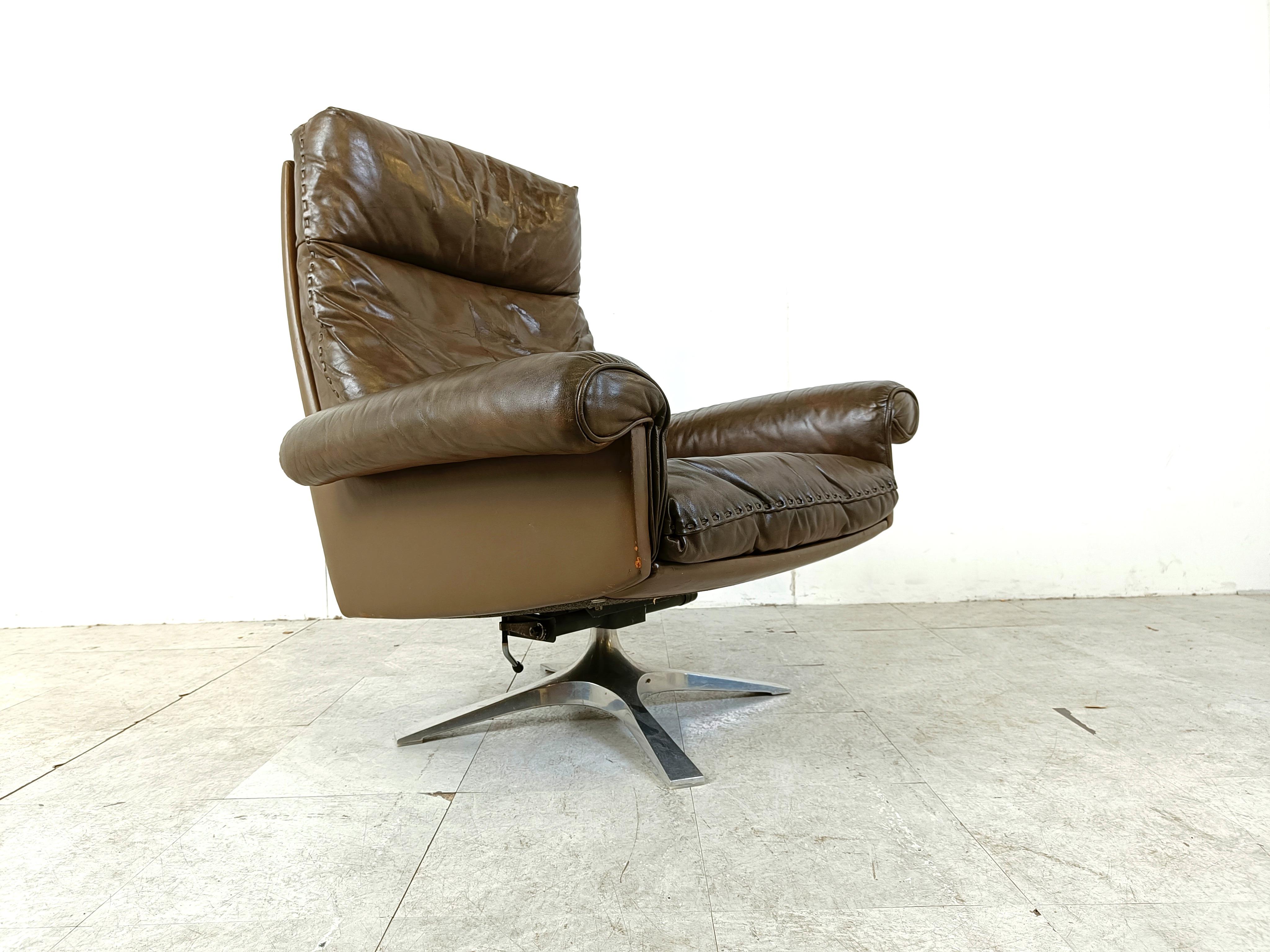 De sede DS31 high  back armchair in brown leather, 1970s 3