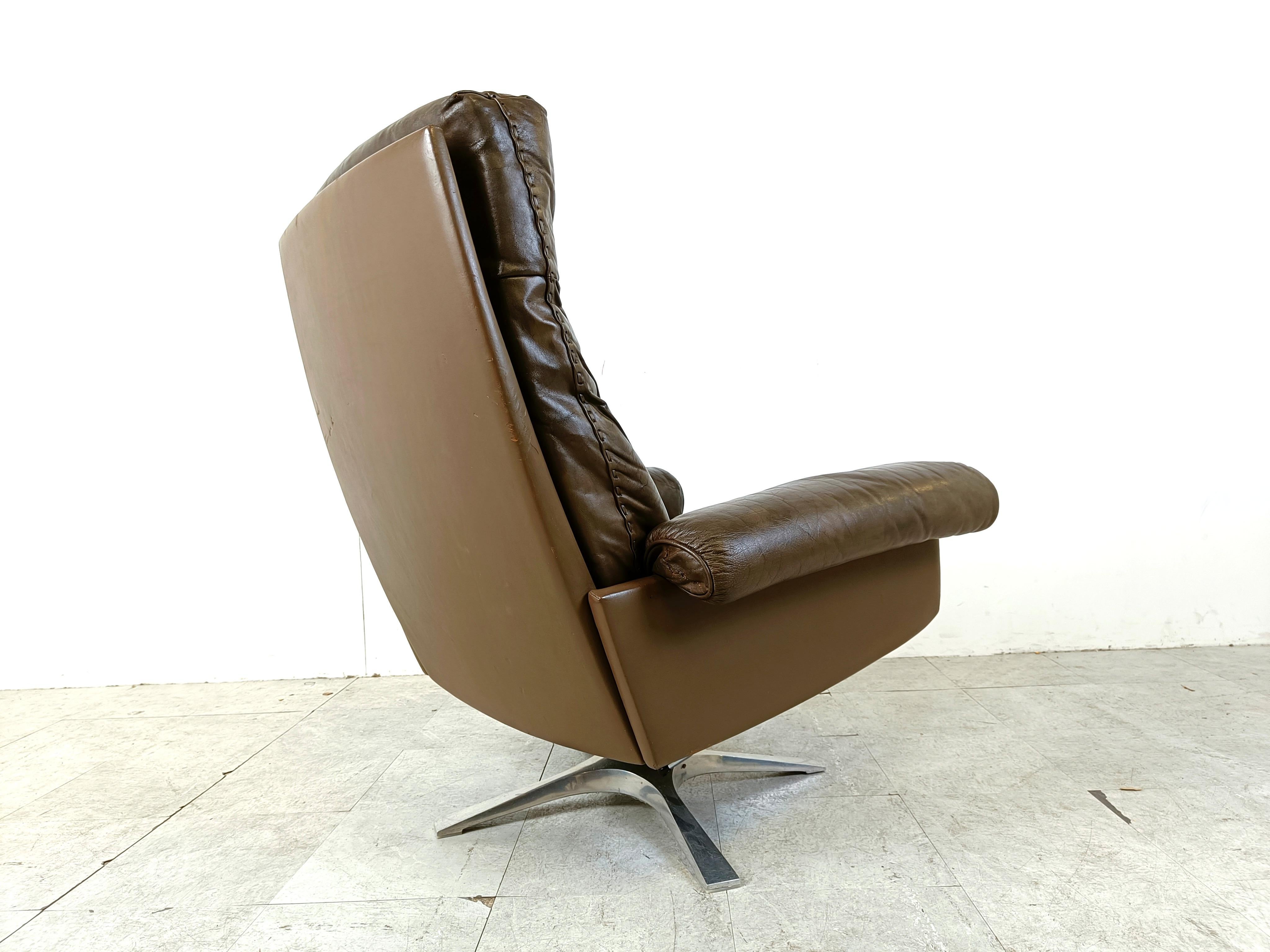 De sede DS31 high  back armchair in brown leather, 1970s 1
