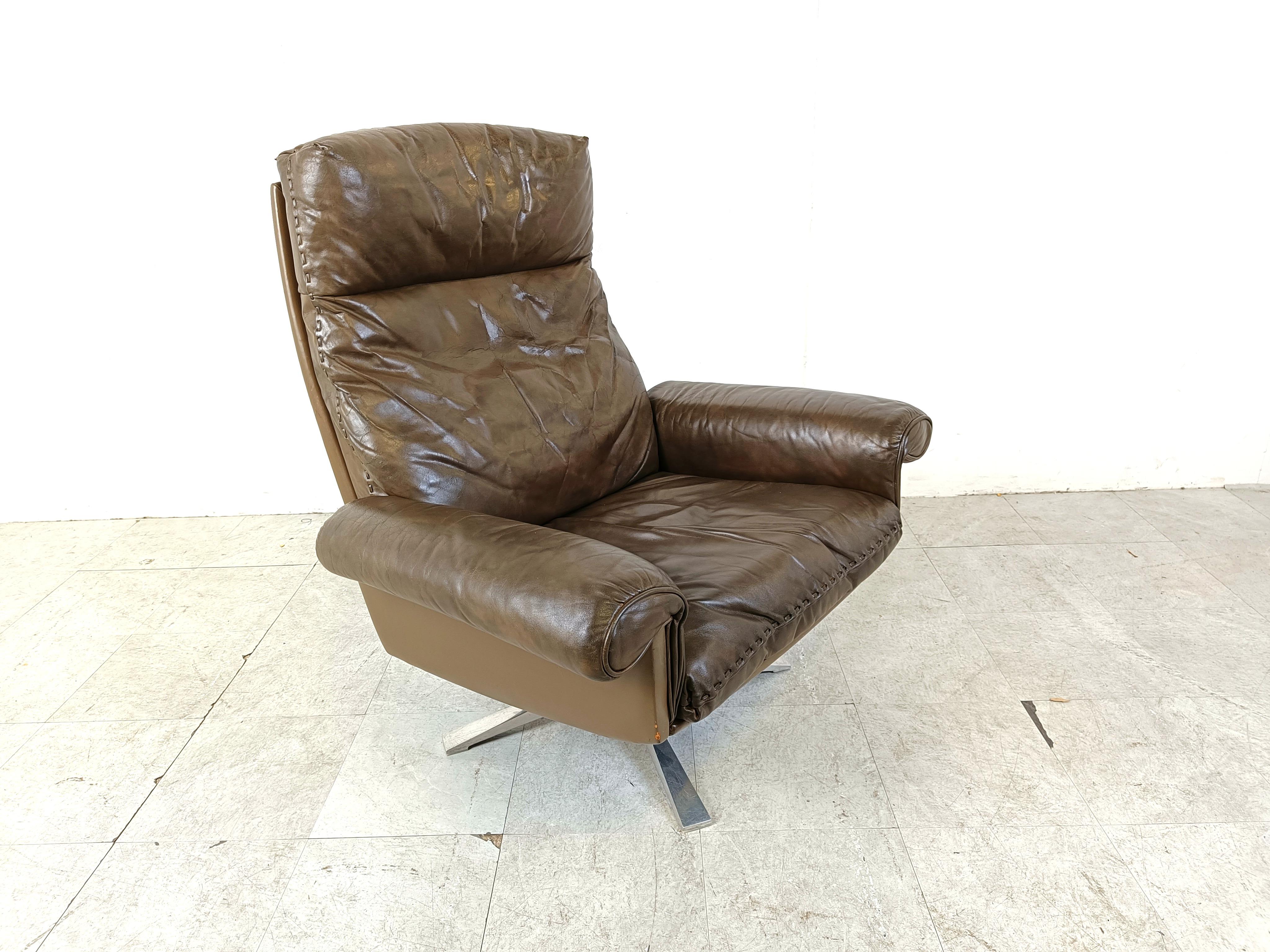De sede DS31 high  back armchair in brown leather, 1970s For Sale 2