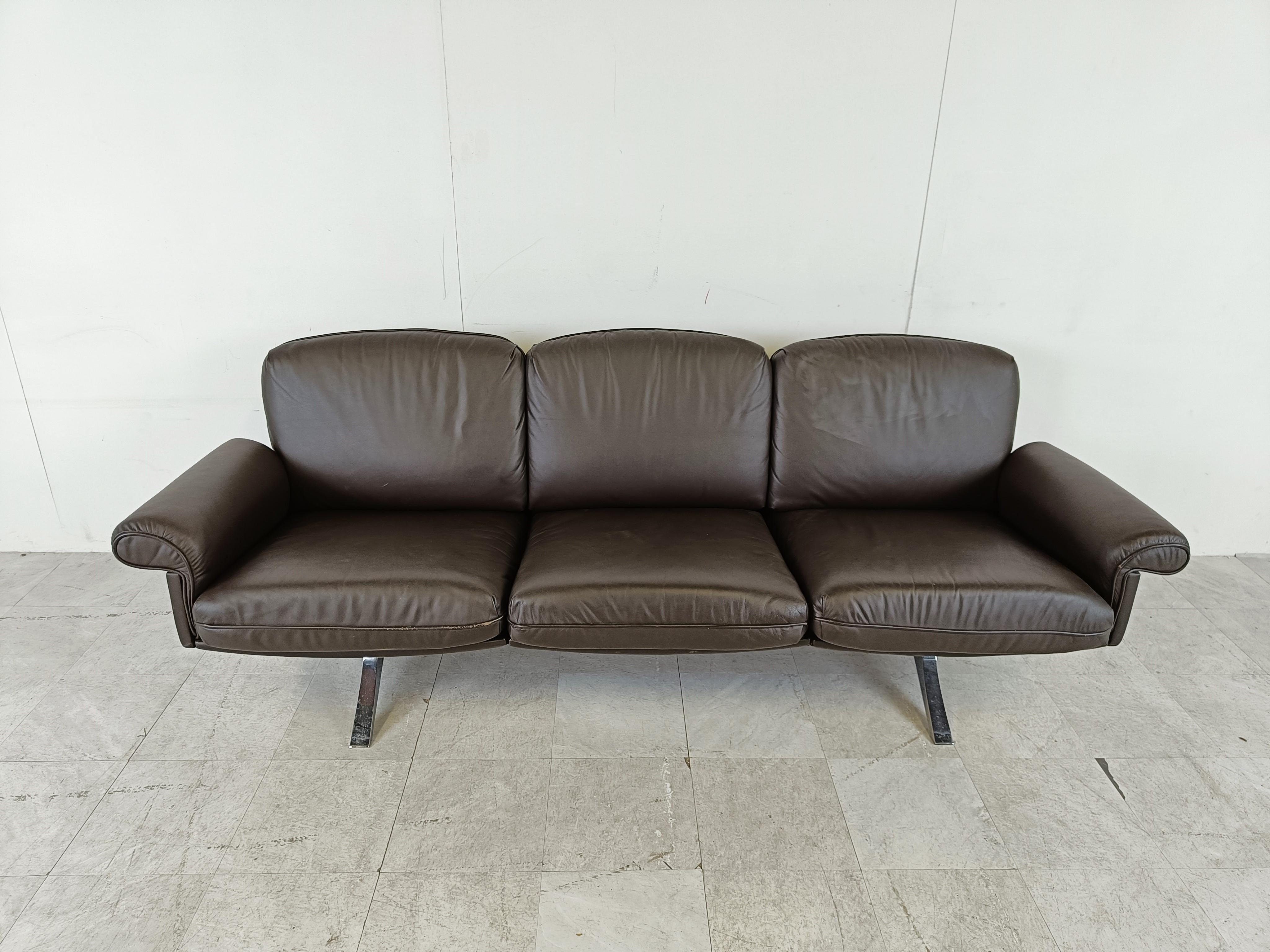 Mid-Century Modern De Sede DS31 Sofa in Brown Leather, 1970s For Sale
