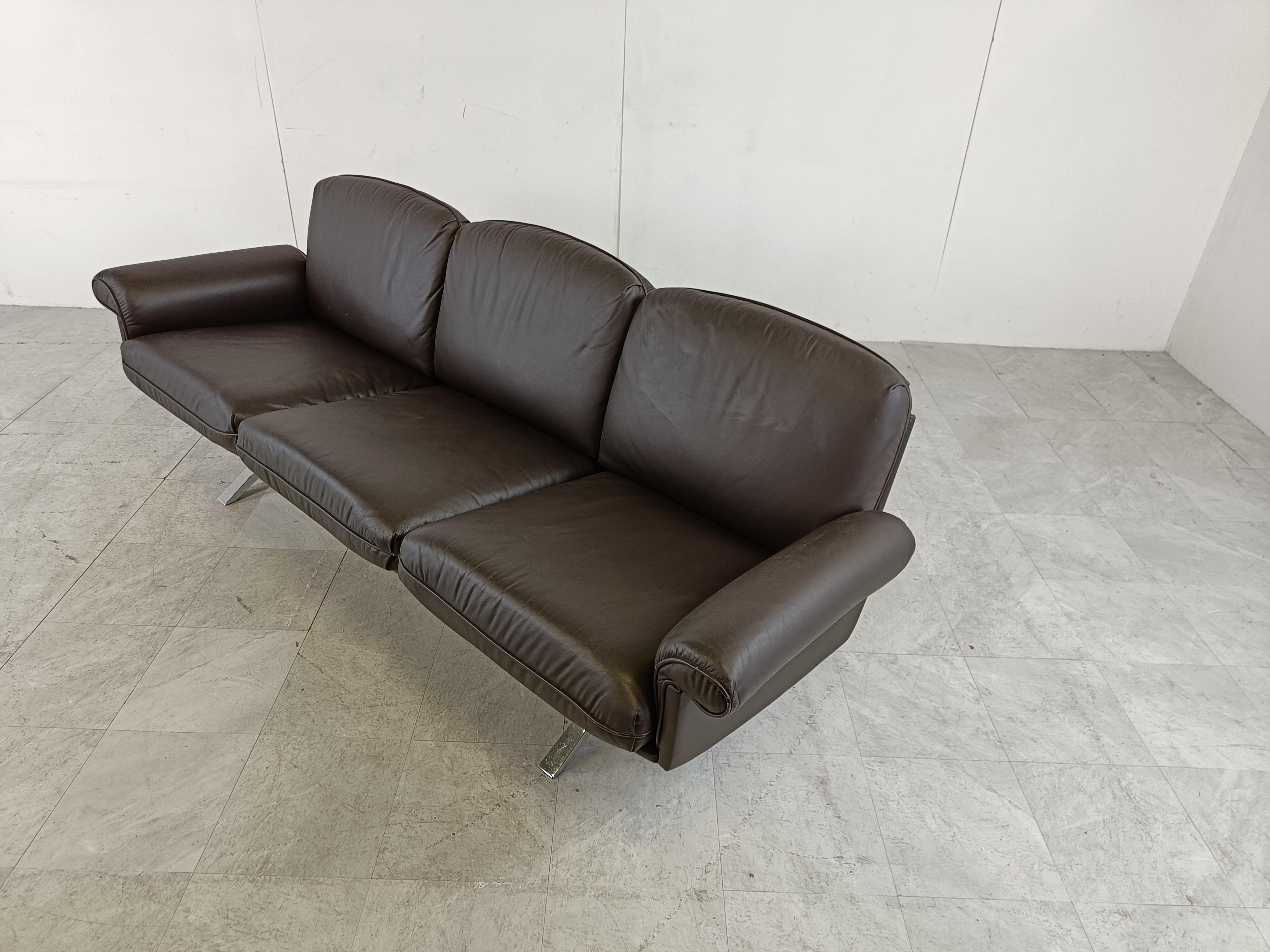 Mid-Century Modern De Sede DS31 Sofa in Brown Leather, 1970s For Sale