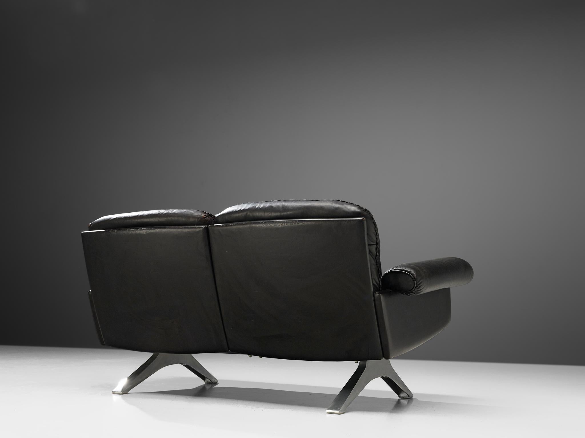 De Sede 'DS31' Sofa in Patinated Dark Brown Leather In Good Condition In Waalwijk, NL