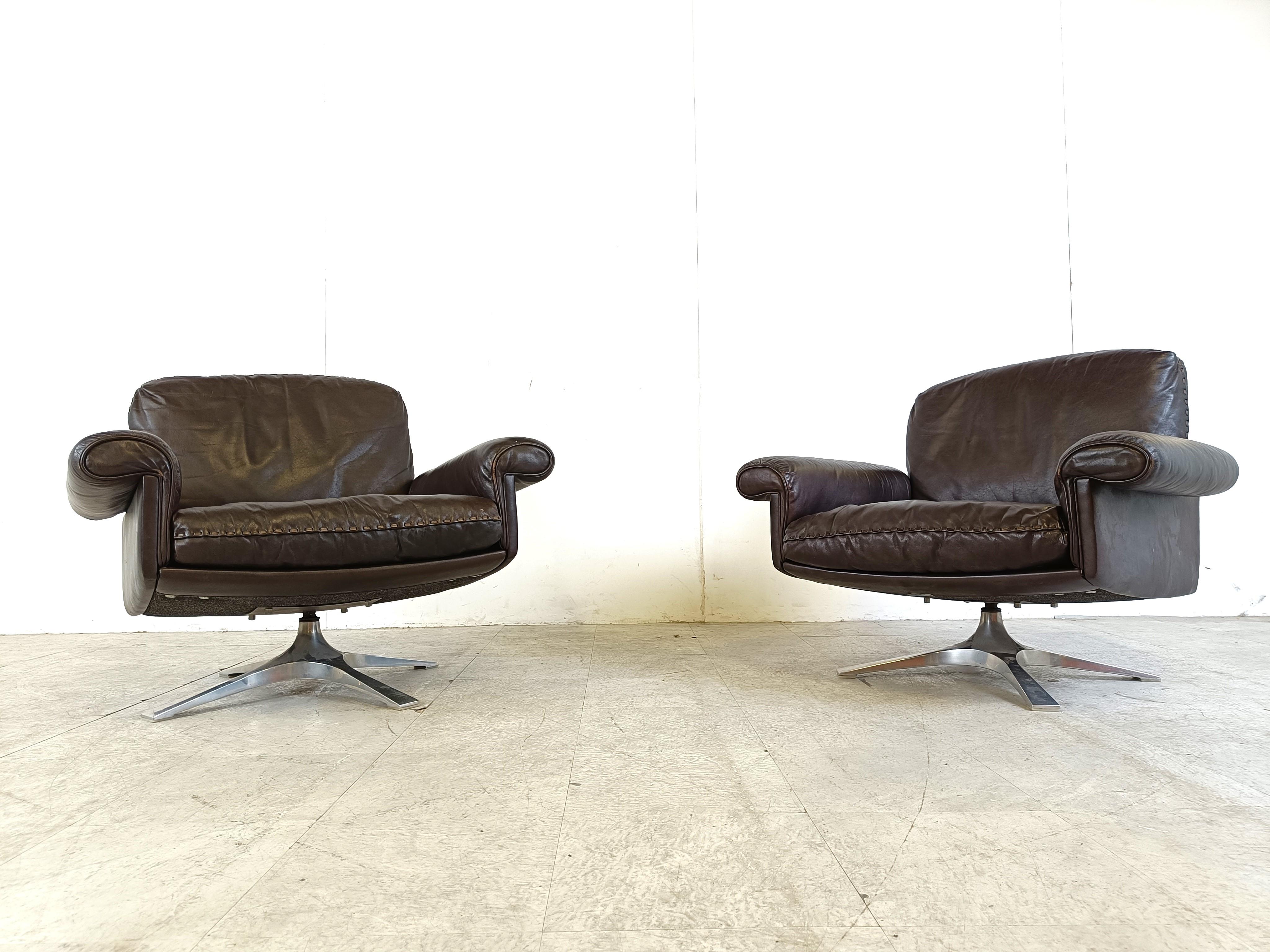 De sede DS31 sofa set in brown leather, 1970s 7