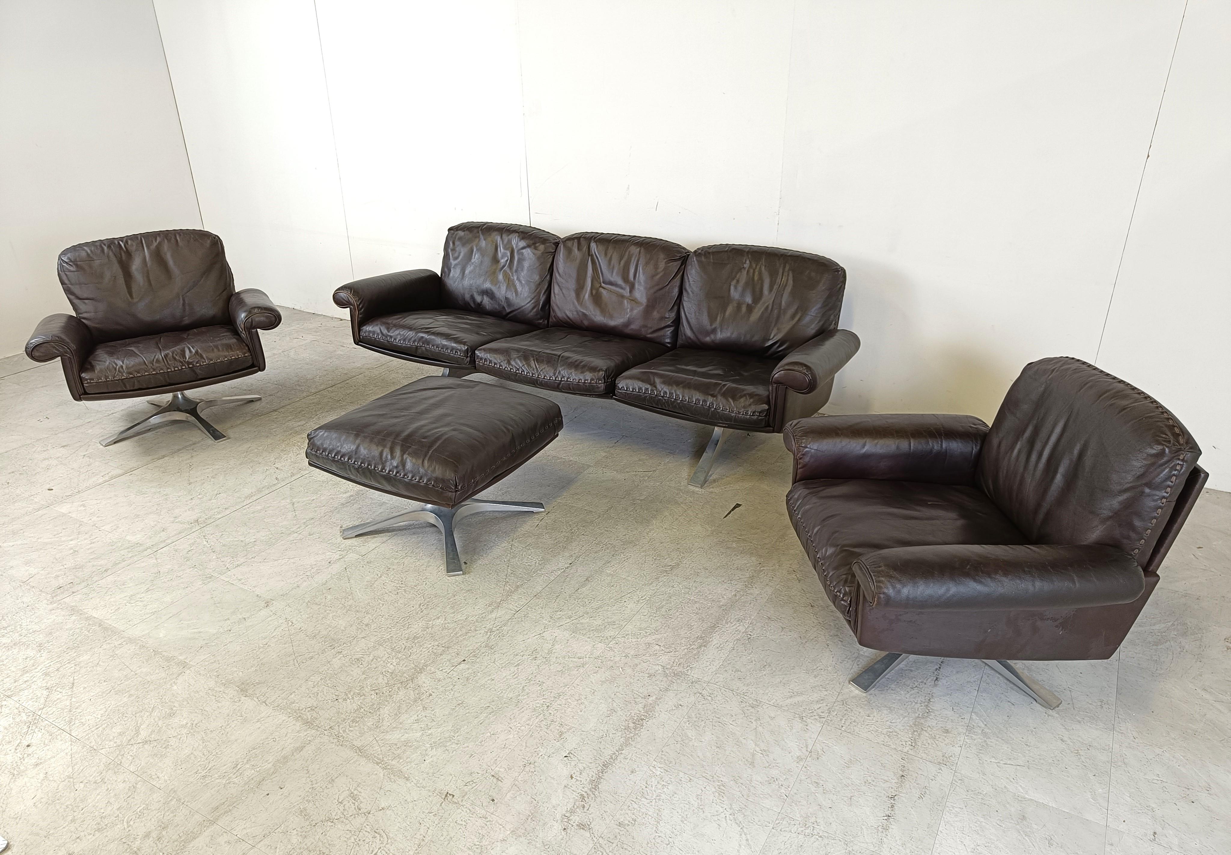 De sede DS31 sofa set in brown leather, 1970s In Good Condition In HEVERLEE, BE