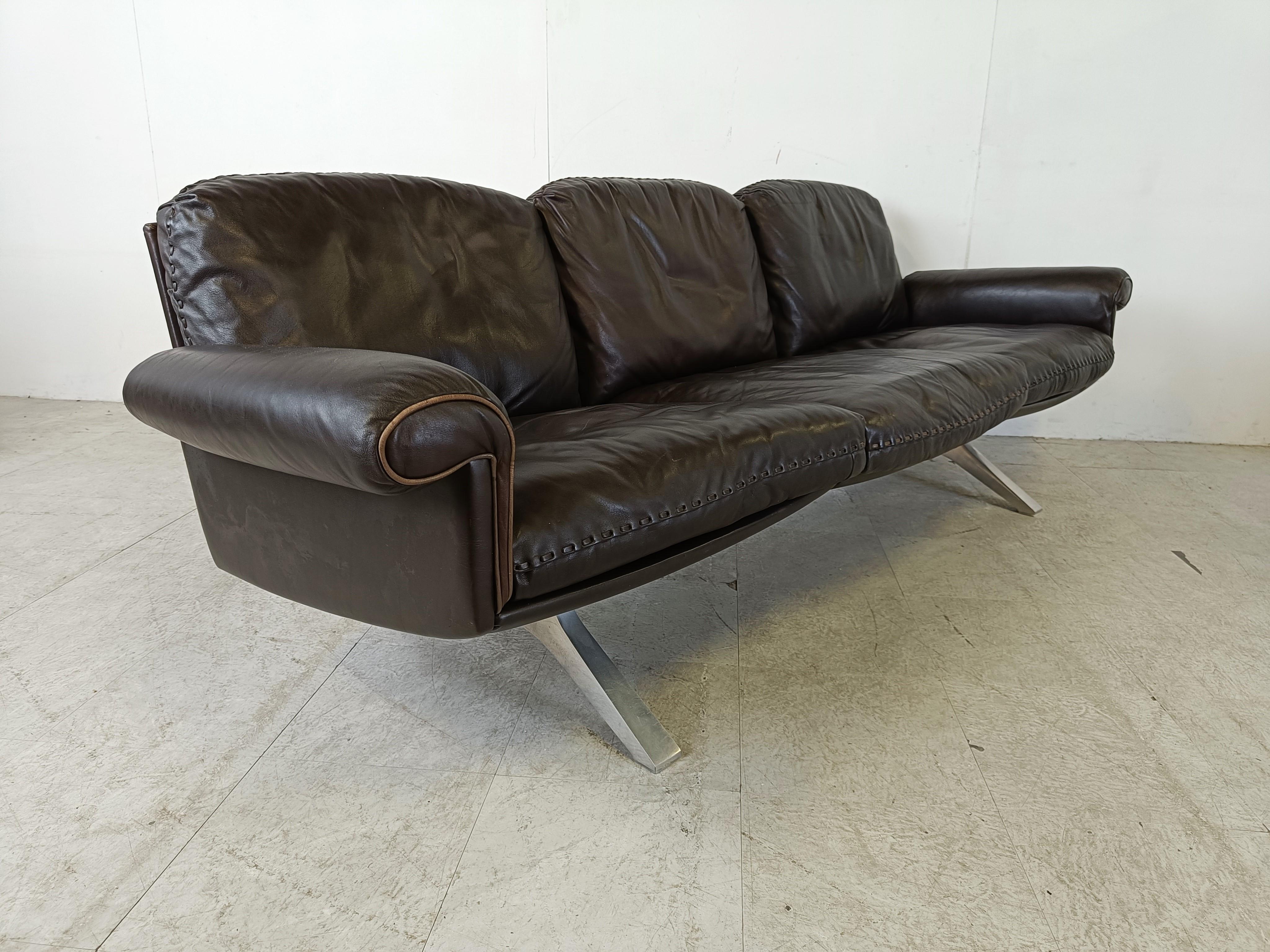 De sede DS31 sofa set in brown leather, 1970s 2