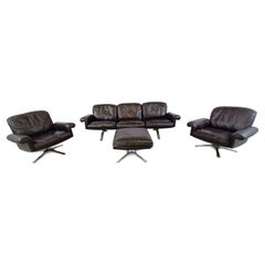 De sede DS31 sofa set in brown leather, 1970s