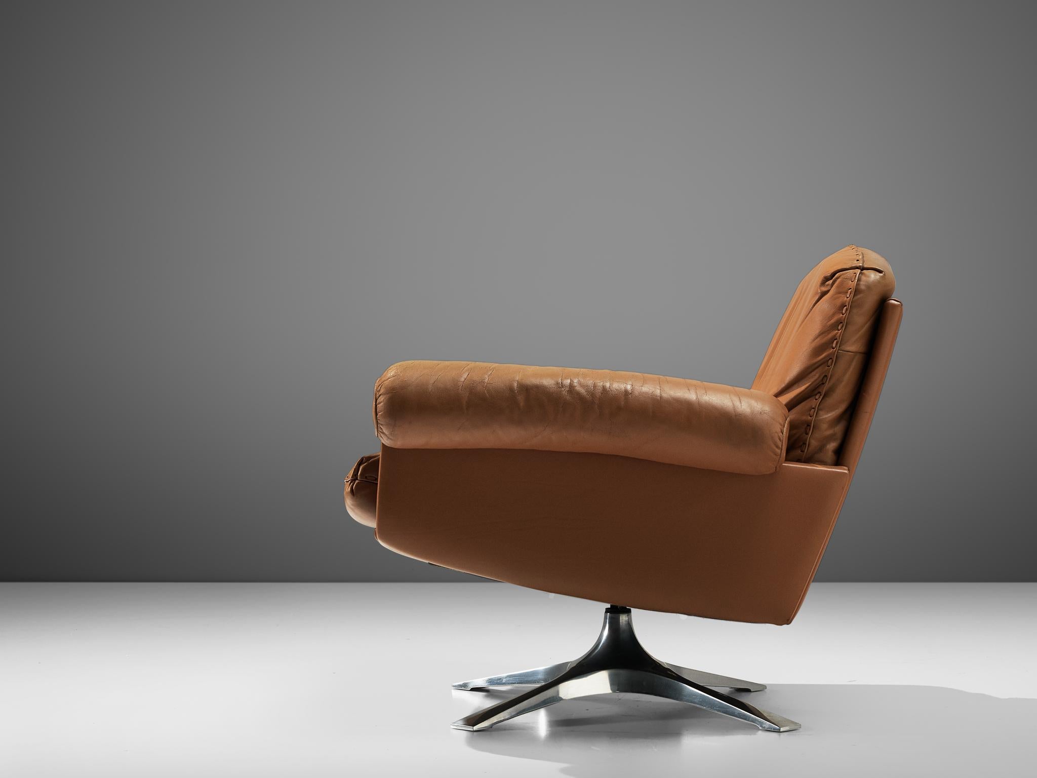 Swiss De Sede DS31 Swivel Chair in Brown Leather