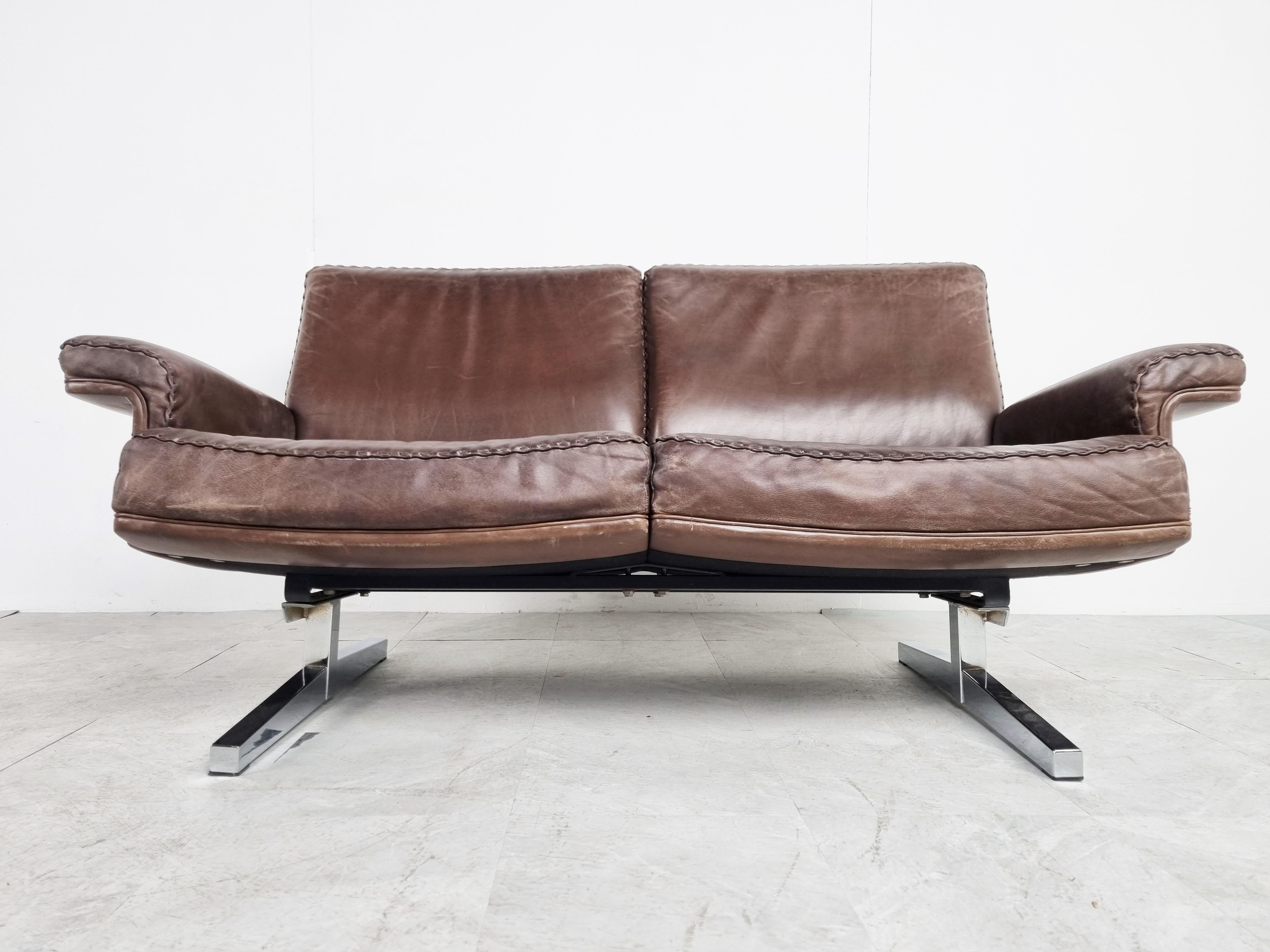 Mid-Century Modern De Sede DS35 Sofa in Brown Leather, 1970s