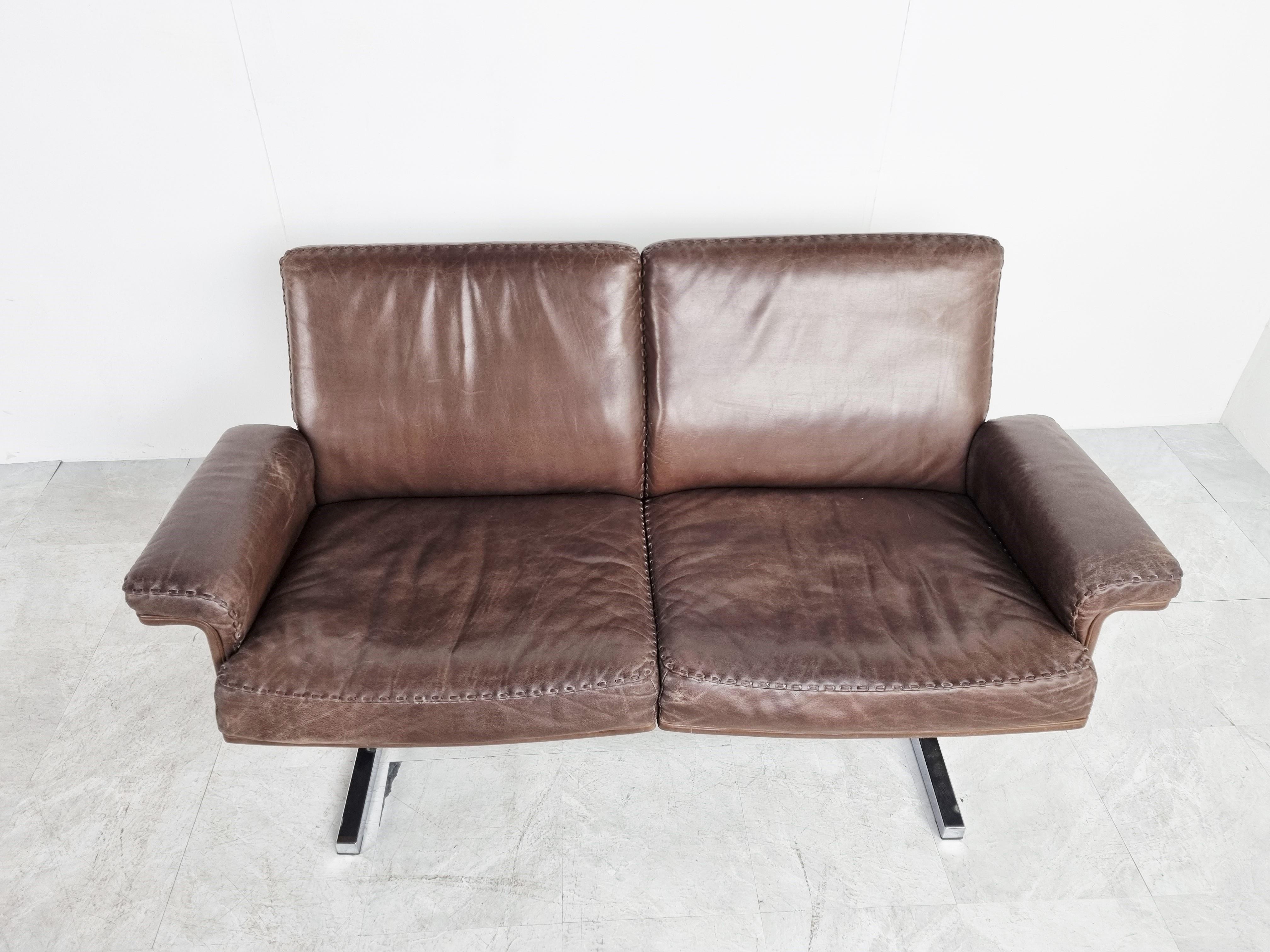 Swiss De Sede DS35 Sofa in Brown Leather, 1970s