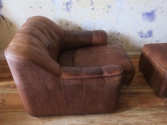 De Sede DS44 Leather Armchair and Ottoman