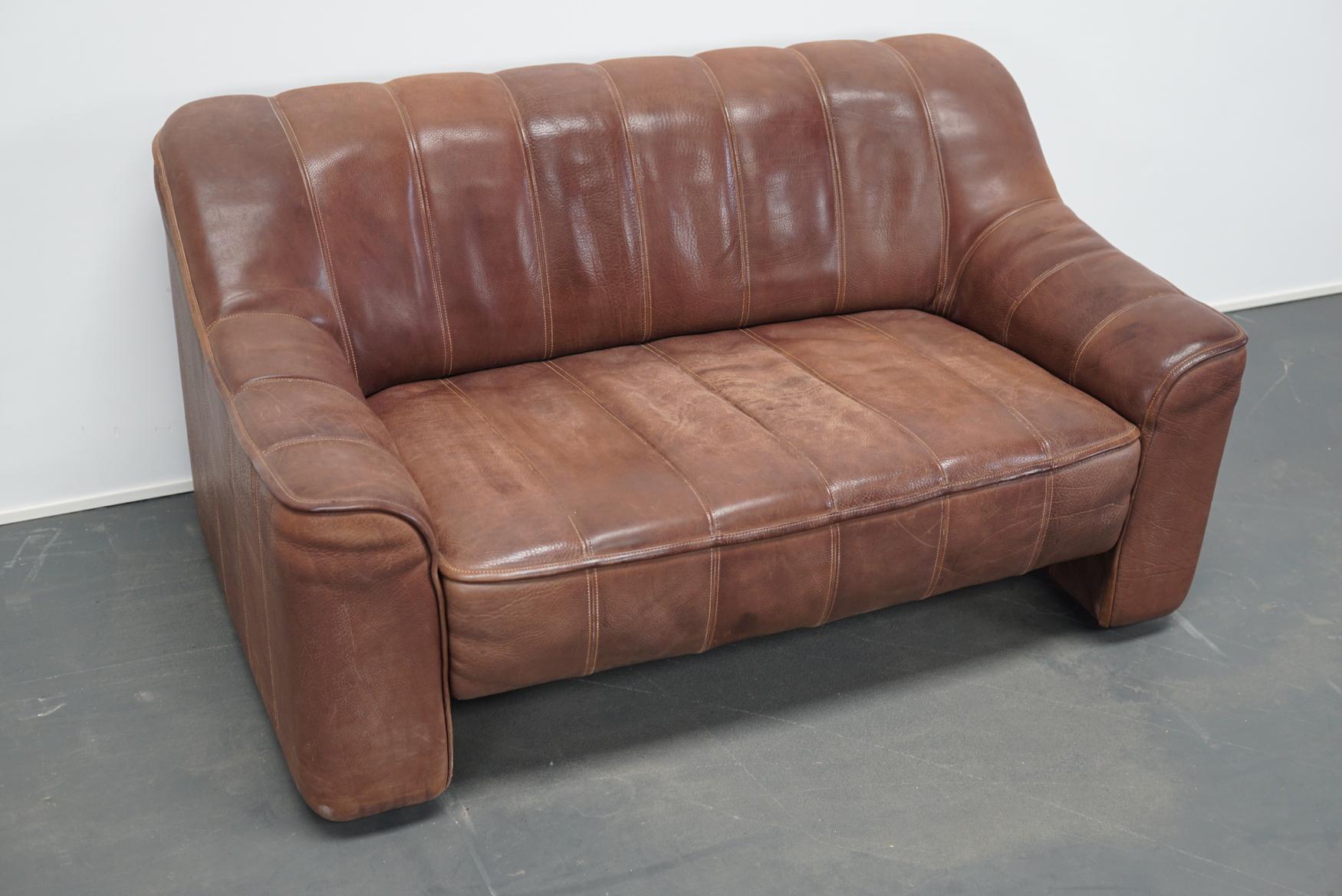 De Sede DS44 Leather Two-Seat Sofa In Good Condition In Nijmegen, NL