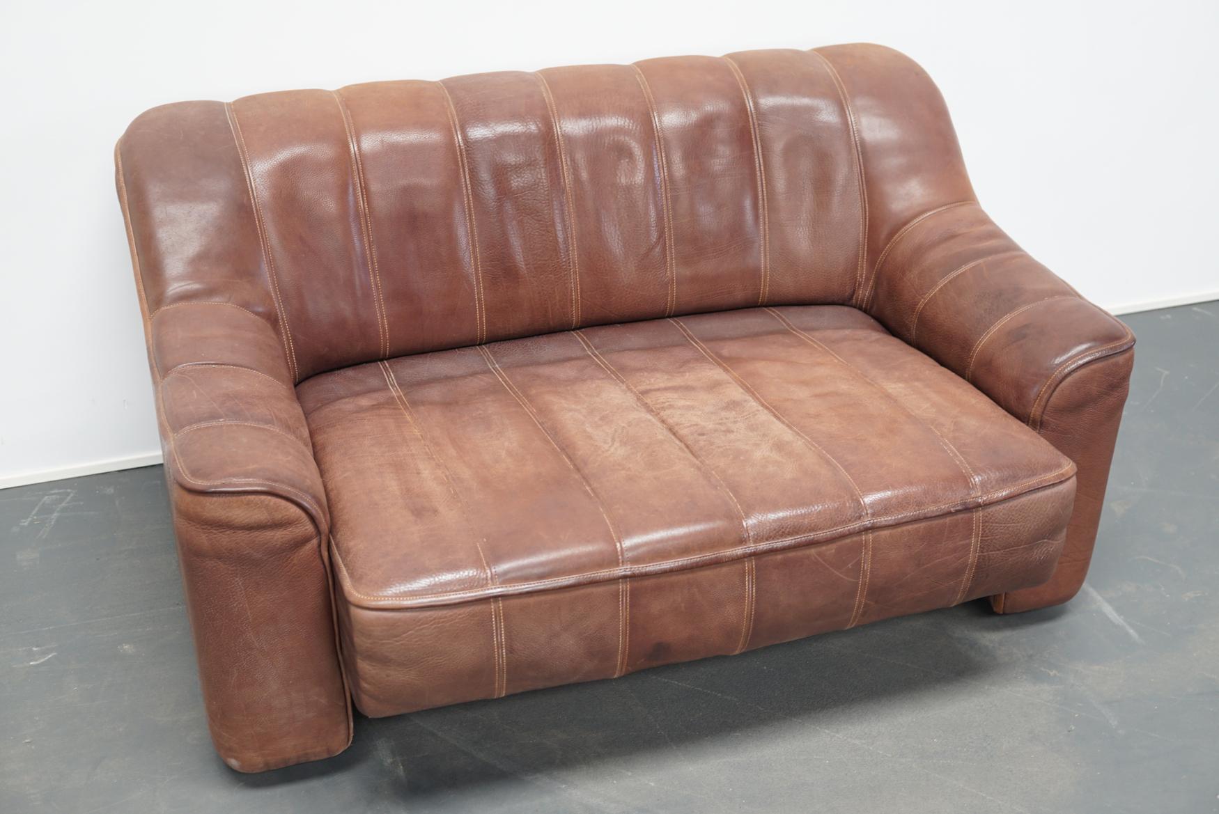 Late 20th Century De Sede DS44 Leather Two-Seat Sofa