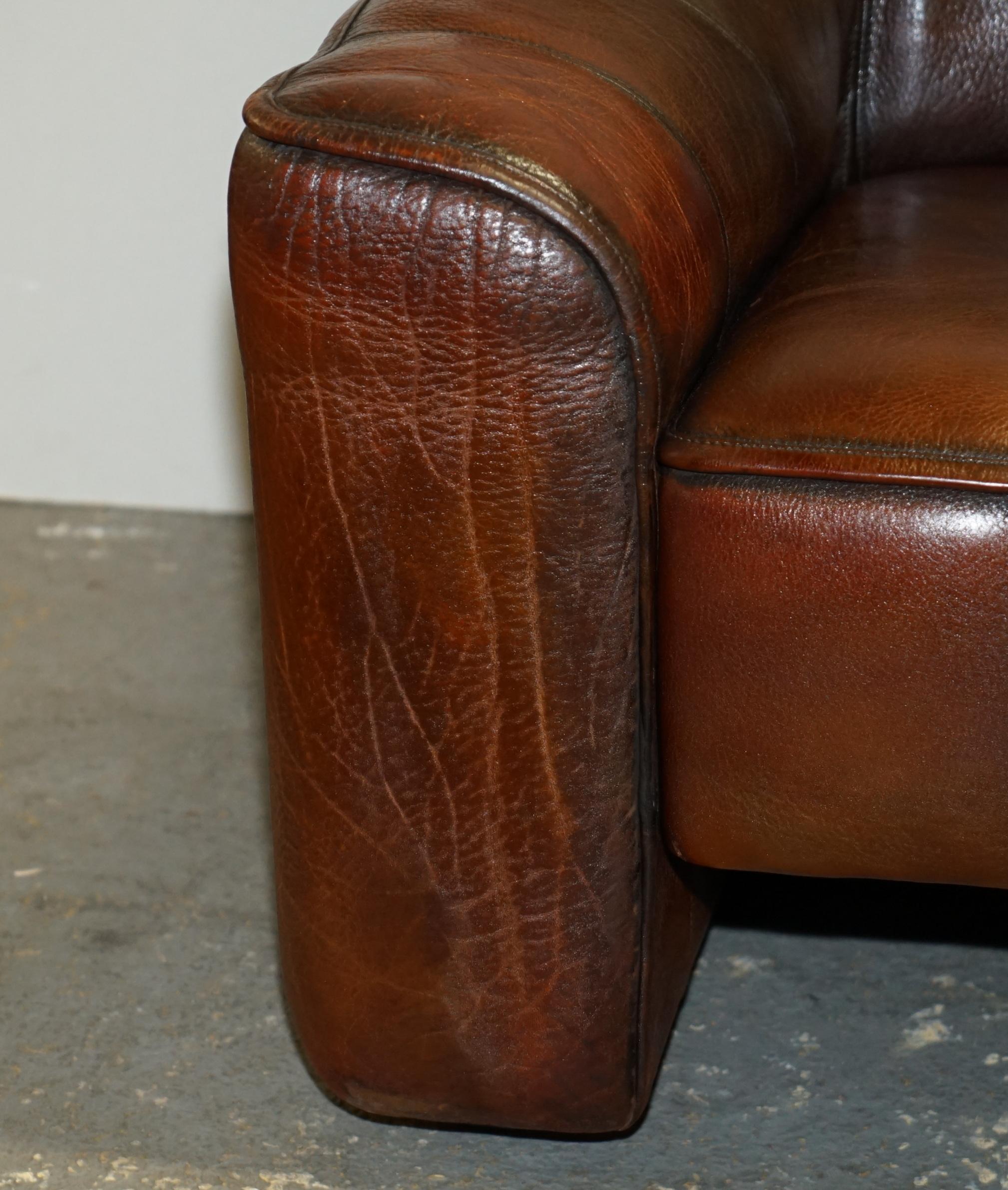 DE SEDE DS44 RECLINiNG CUIR BUFALO NECK BROWN PAIR OF ARMCHAIRS & SOFA SUITE en vente 9