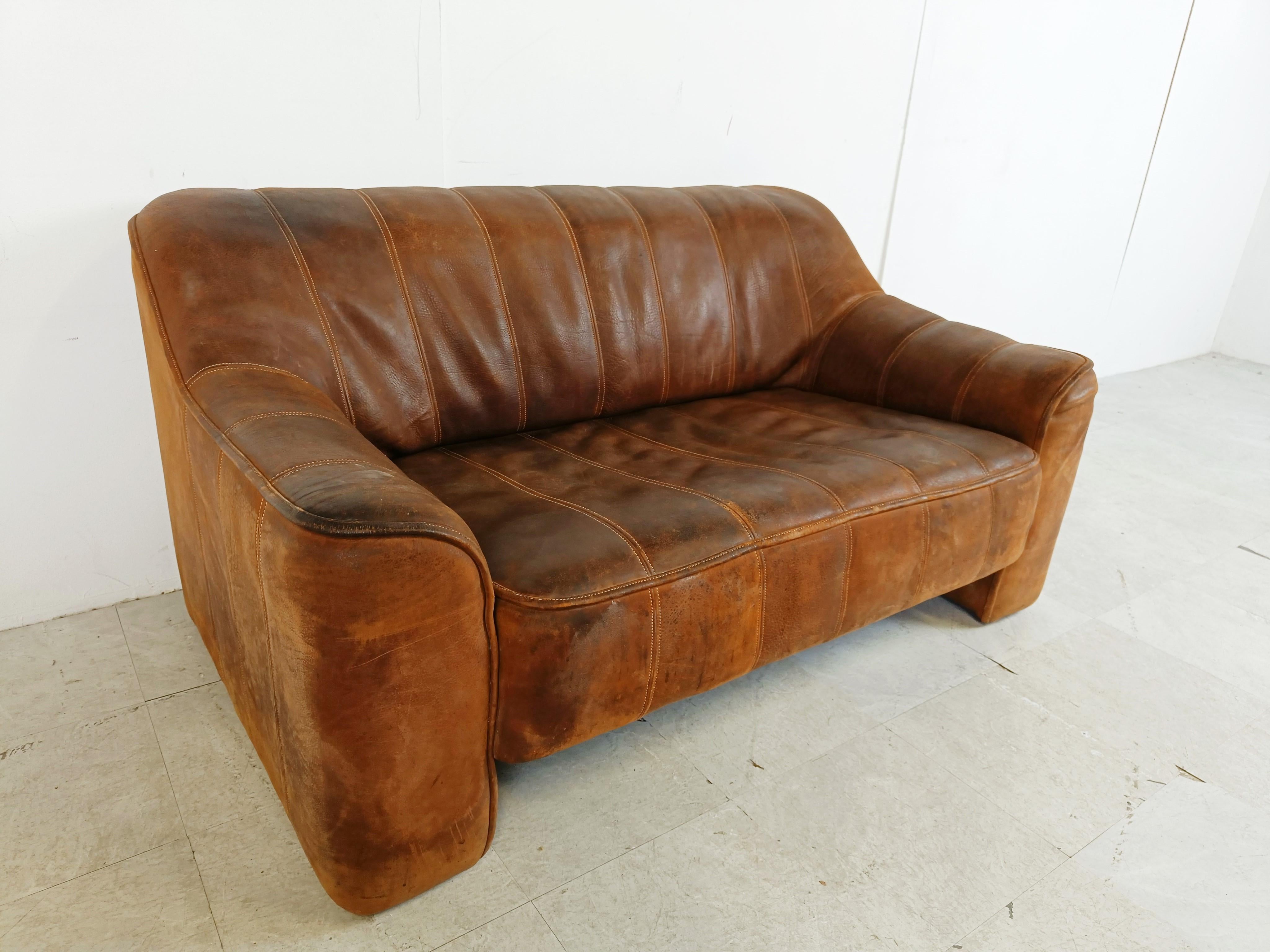 Leather De Sede DS44 sofa set, 1960s 