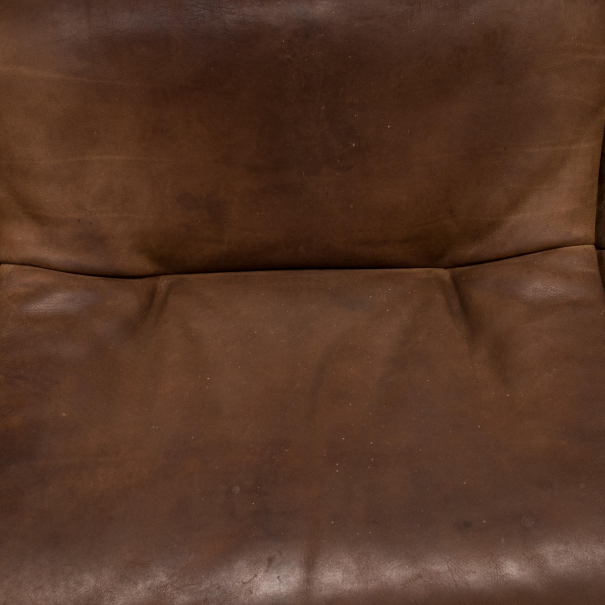 De Sede DS46 Brown Leather Sectional Sofa, 1970s, Set of 3 4