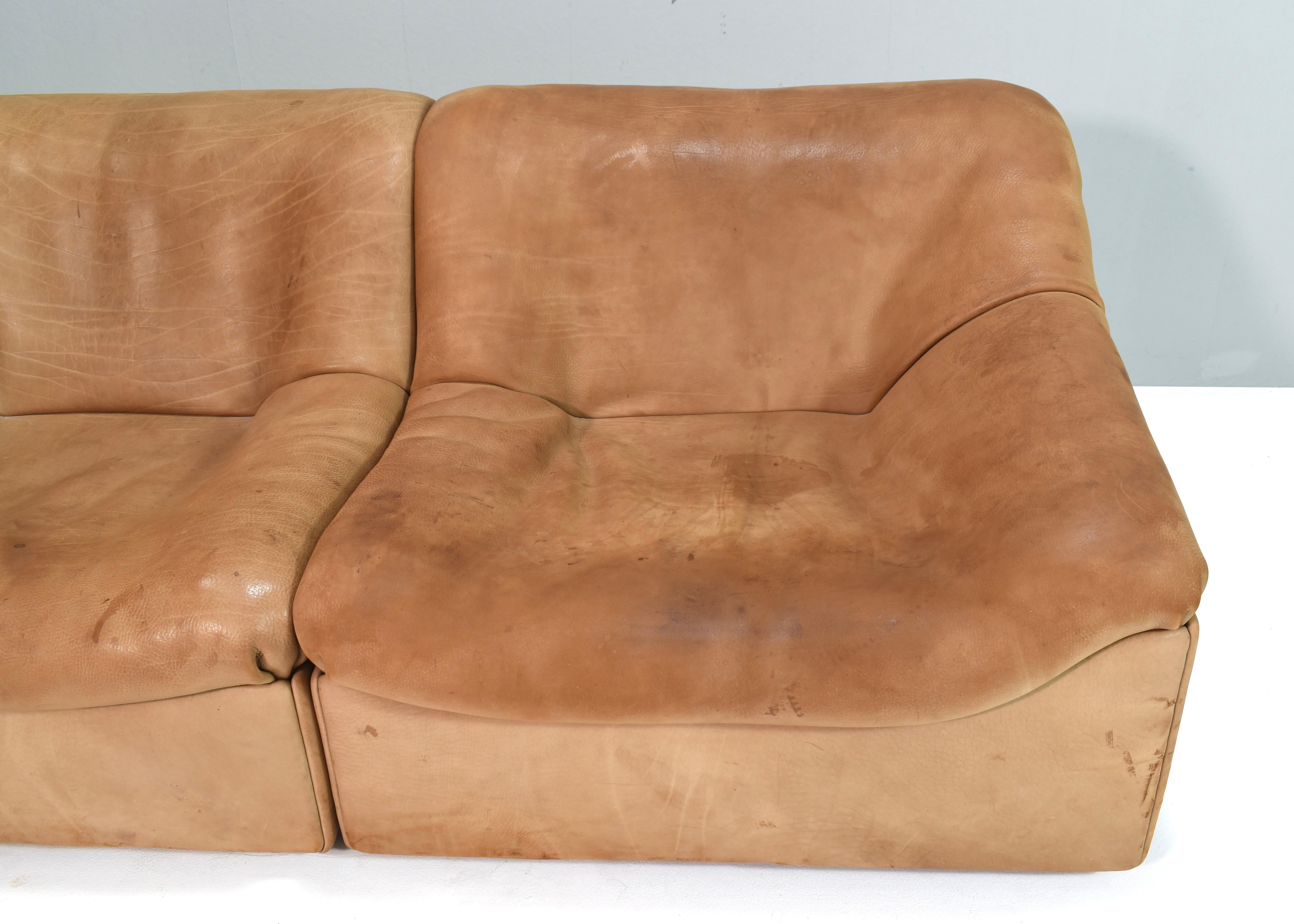 Canapé sectionnel en cuir de buffle cognac De Sede DS46, Suisse - 1976 en vente 4