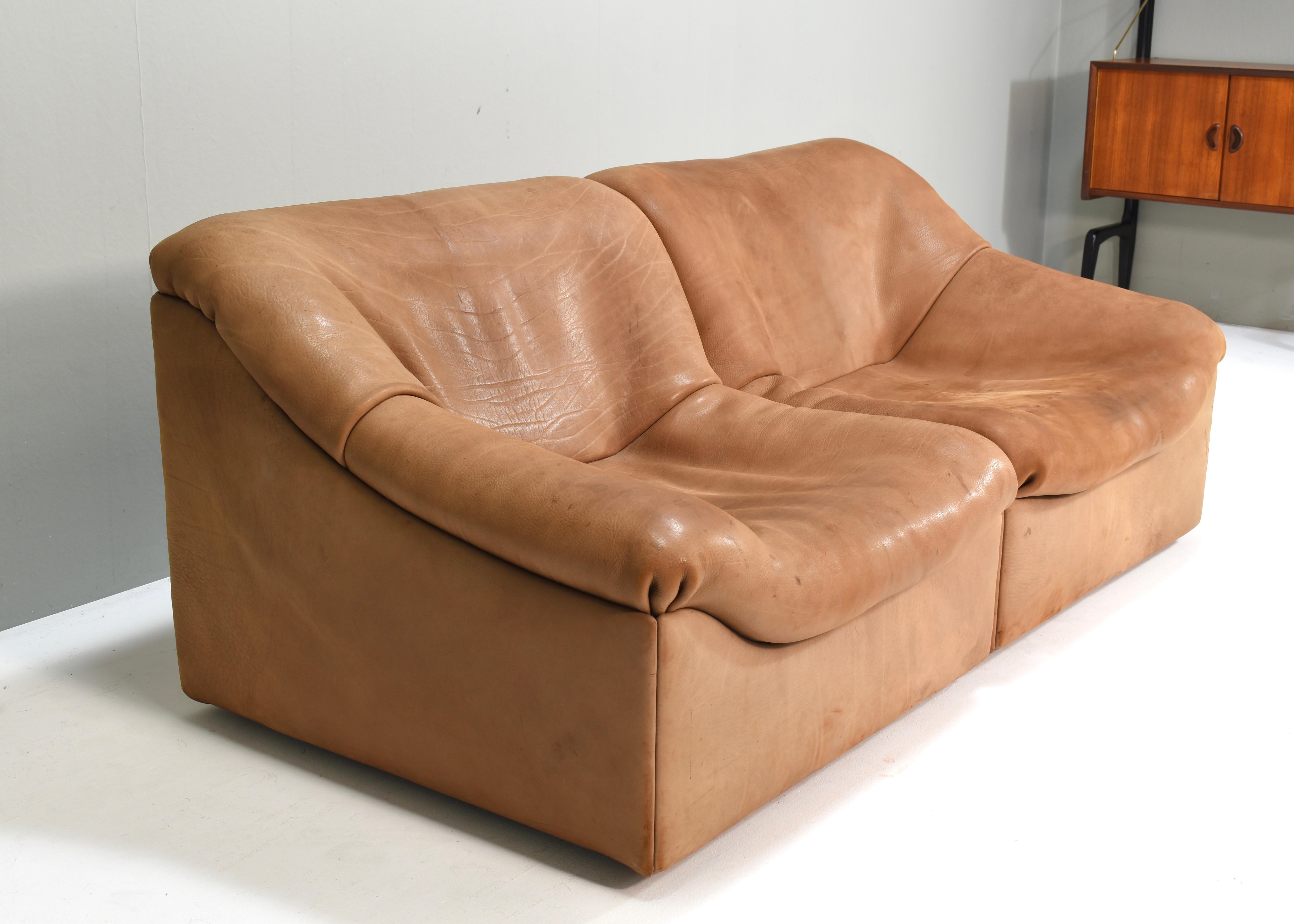 Mid-Century Modern Canapé sectionnel en cuir de buffle cognac De Sede DS46, Suisse - 1976 en vente