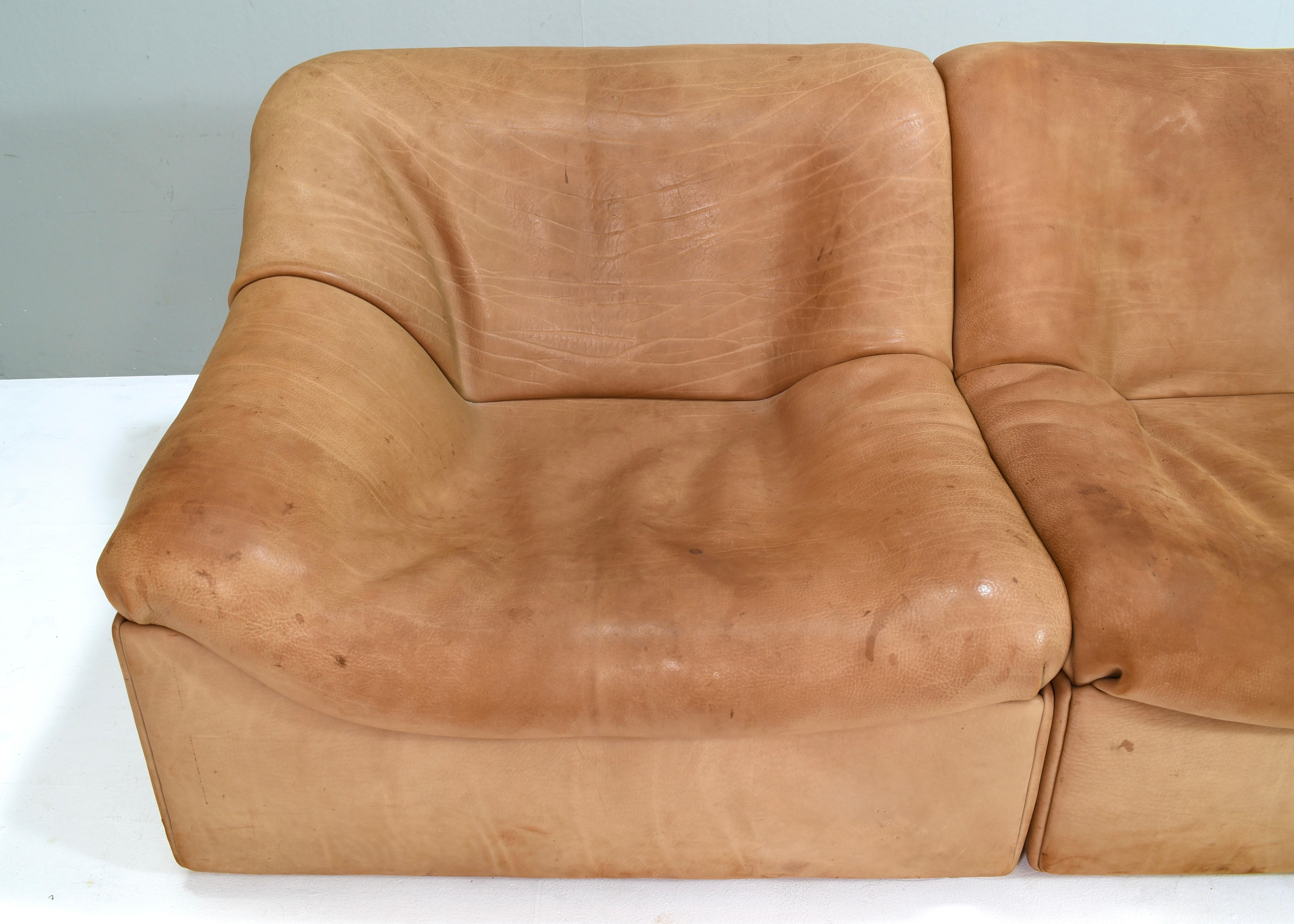 Canapé sectionnel en cuir de buffle cognac De Sede DS46, Suisse - 1976 en vente 3
