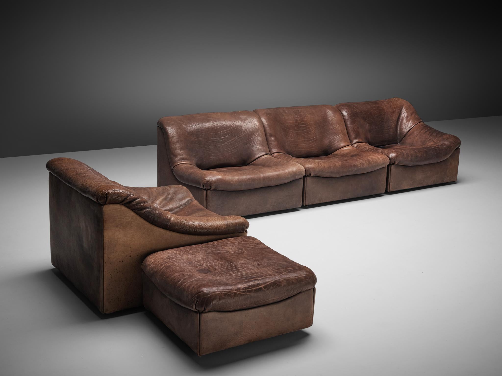 De Sede DS46 Modular Sofa in Brown Leather 4