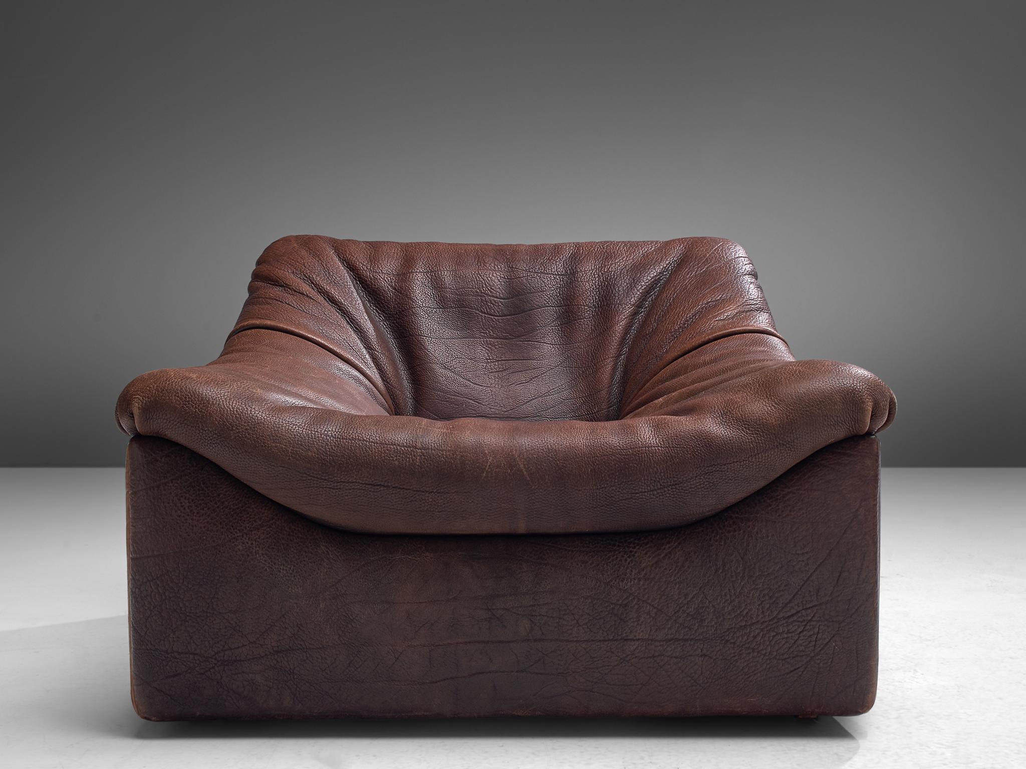 De Sede DS46 Modular Sofa in Brown Leather im Zustand „Gut“ in Waalwijk, NL