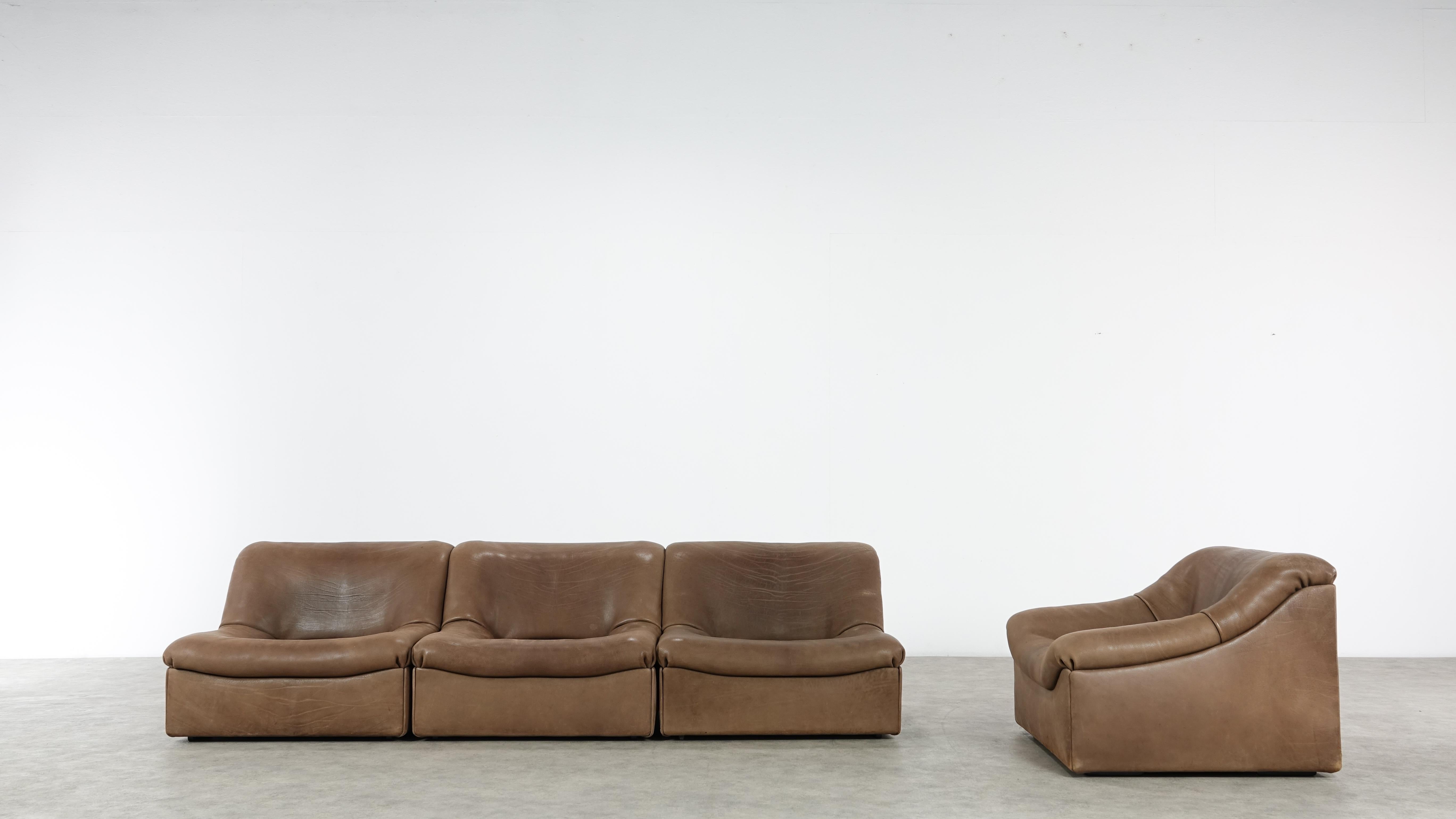 De Sede DS46 Sectional Sofa in Cognac Buffalo Leather In Good Condition In Munster, NRW