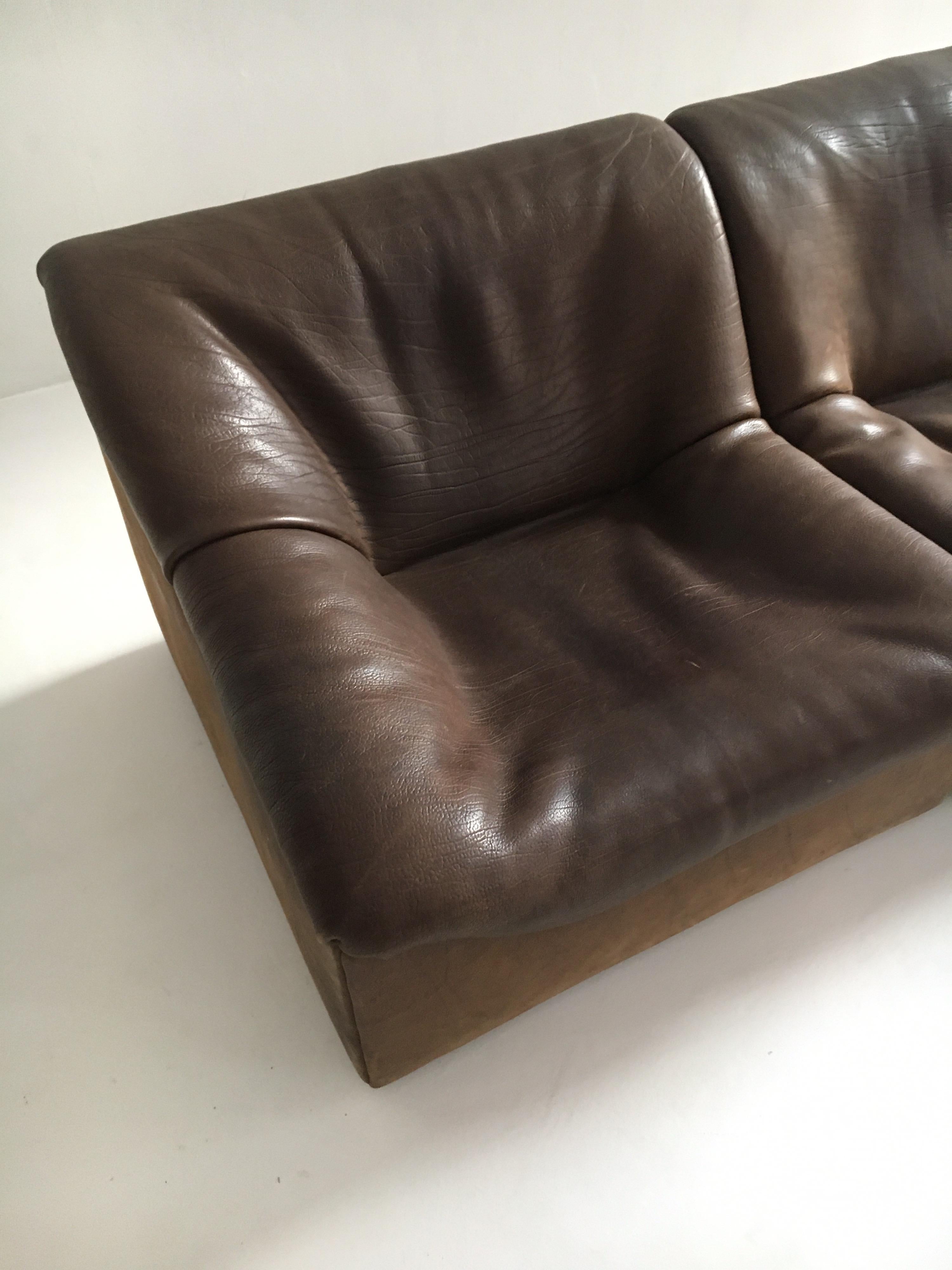 De Sede DS46 Sectional Sofa in Cognac Buffalo Leather, Switzerland, 1970s 8
