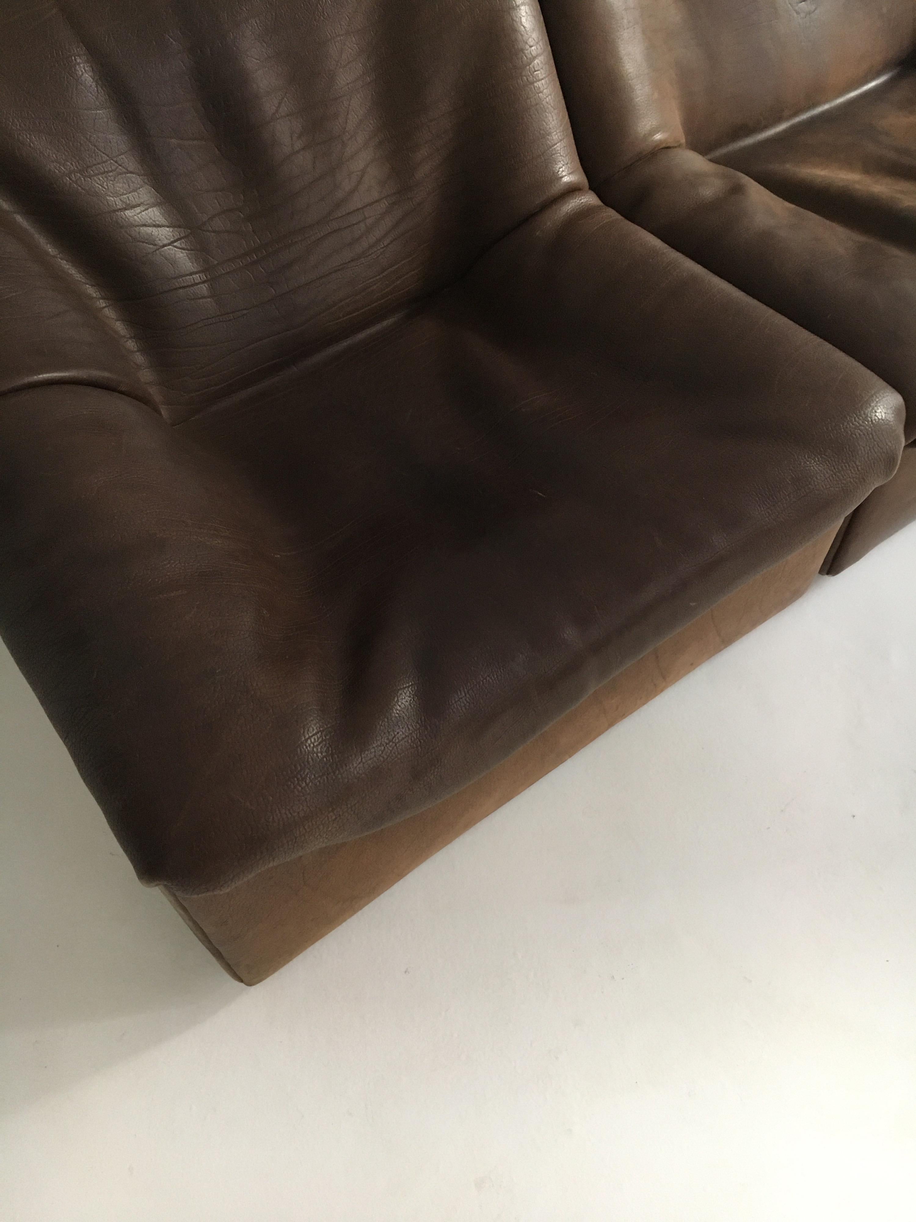 De Sede DS46 Sectional Sofa in Cognac Buffalo Leather, Switzerland, 1970s 13