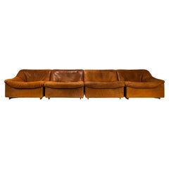 De Sede DS46 Sectional Sofa In Cognac Buffalo Neck Leather, Switzerland 1970s