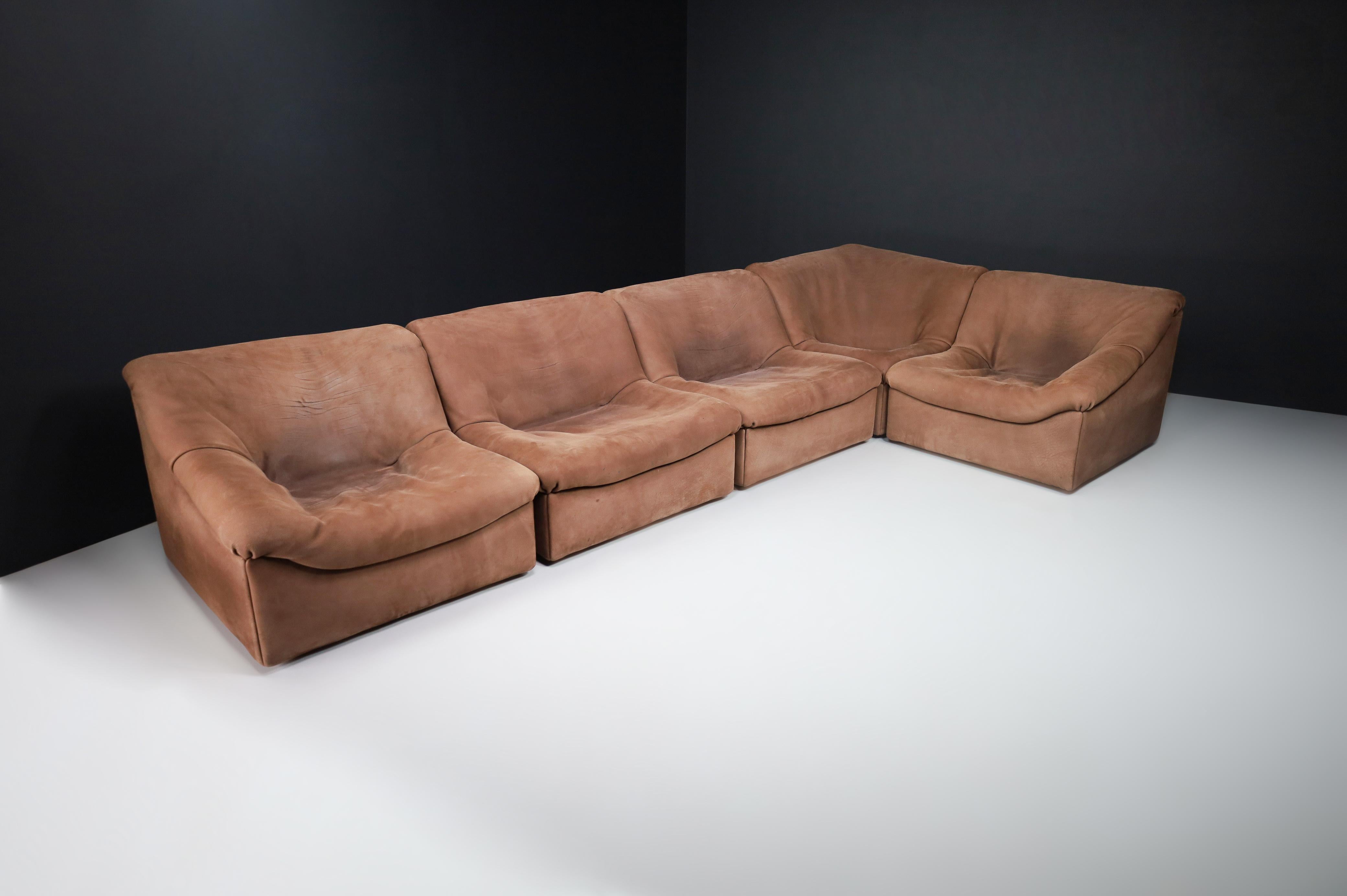 De Sede DS46 Sectional Sofa-Livingroomset in Buffalo Leather, Switzerland 1970s 2